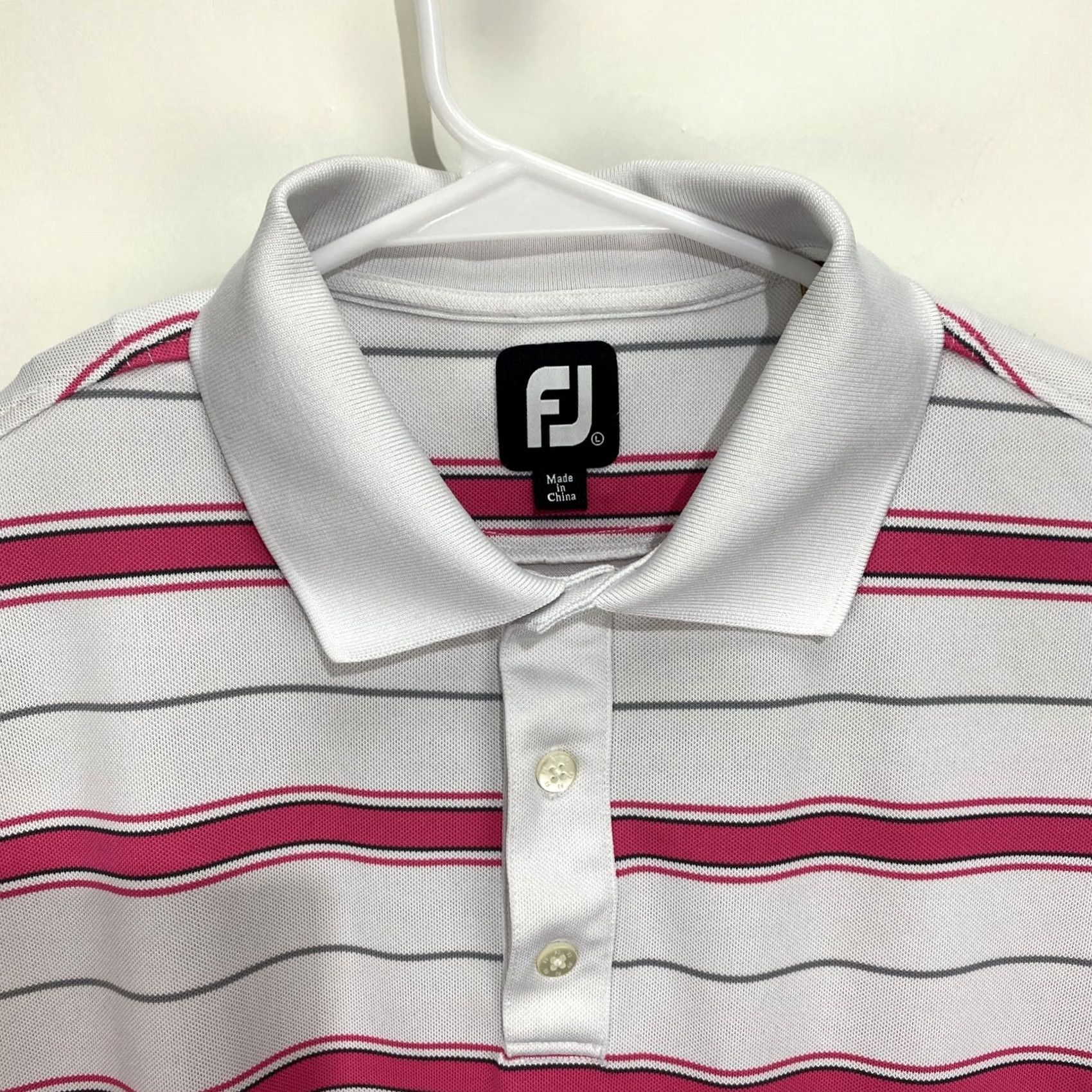 Footjoy FootJoy Polo Golf Short Sleeve Shirt Men L White Striped Embroidered Logo Button-Up Sports Classic Golf Shirt Size US L / EU 52-54 / 3 - 3 Thumbnail