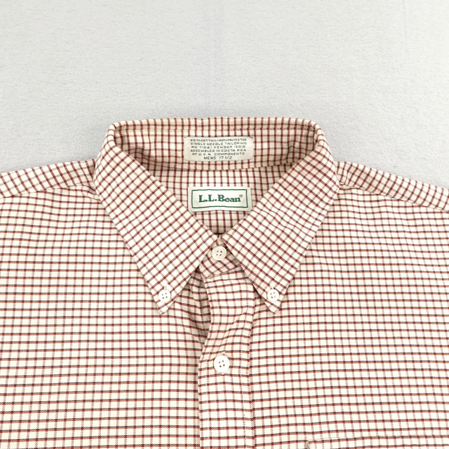 Vintage VINTAGE LL Bean Shirt Mens XL Red White Plaid Button Up 17.5 Short Sleeve Y2K Size US XL / EU 56 / 4 - 2 Thumbnail
