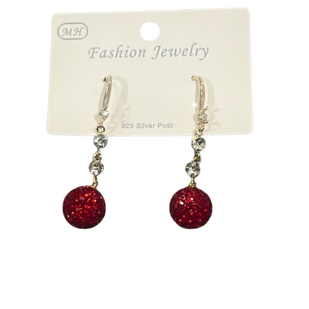 Other Sterling Silver Red Crystal Cubic Zirconium Drop Dangle Earr Size ONE SIZE - 1 Thumbnail