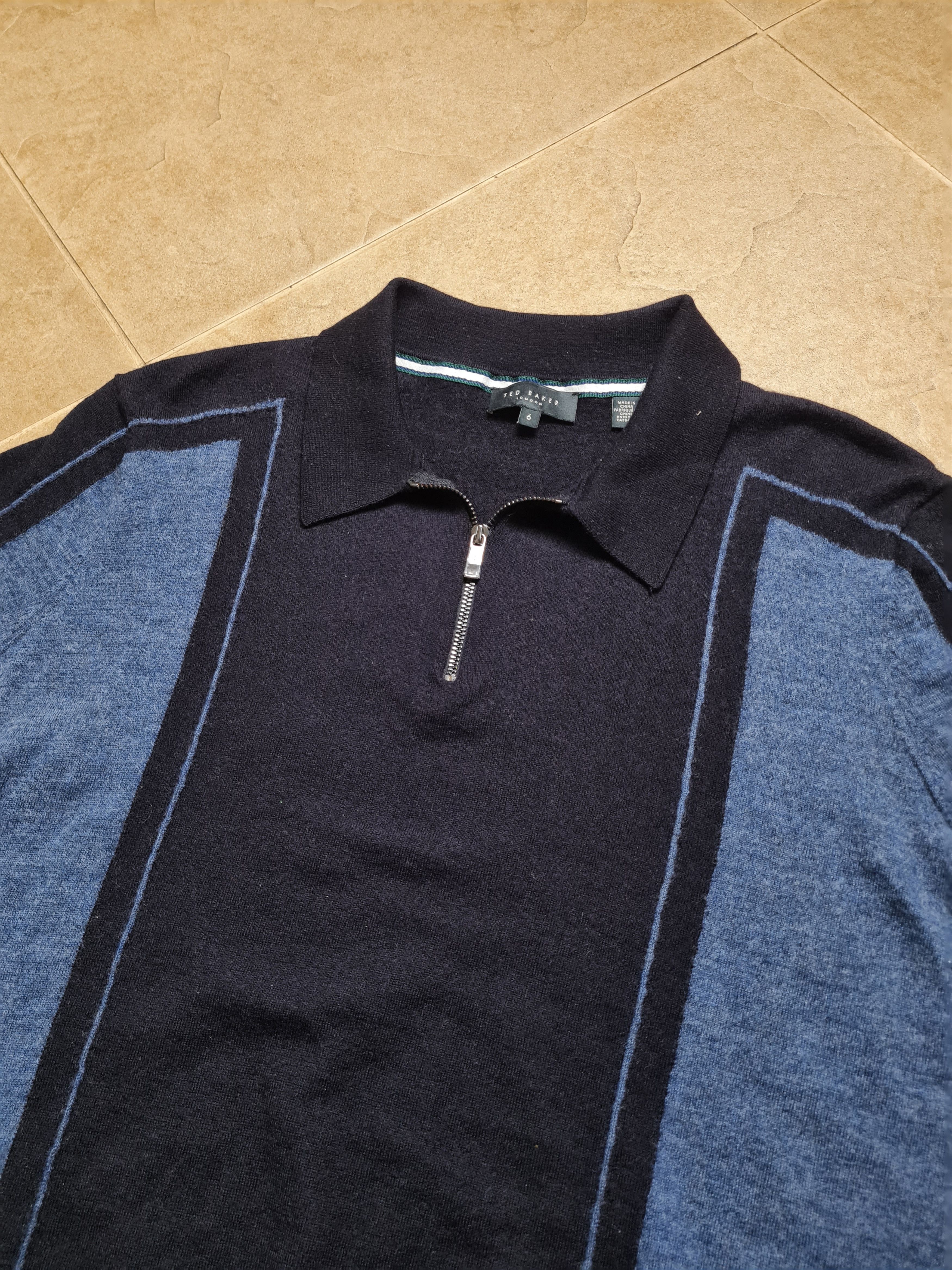 Ted Baker Shirt Ted Baker Zip Neck Merino Polo T-Shirt - Navy Size 6 Size US L / EU 52-54 / 3 - 9 Thumbnail