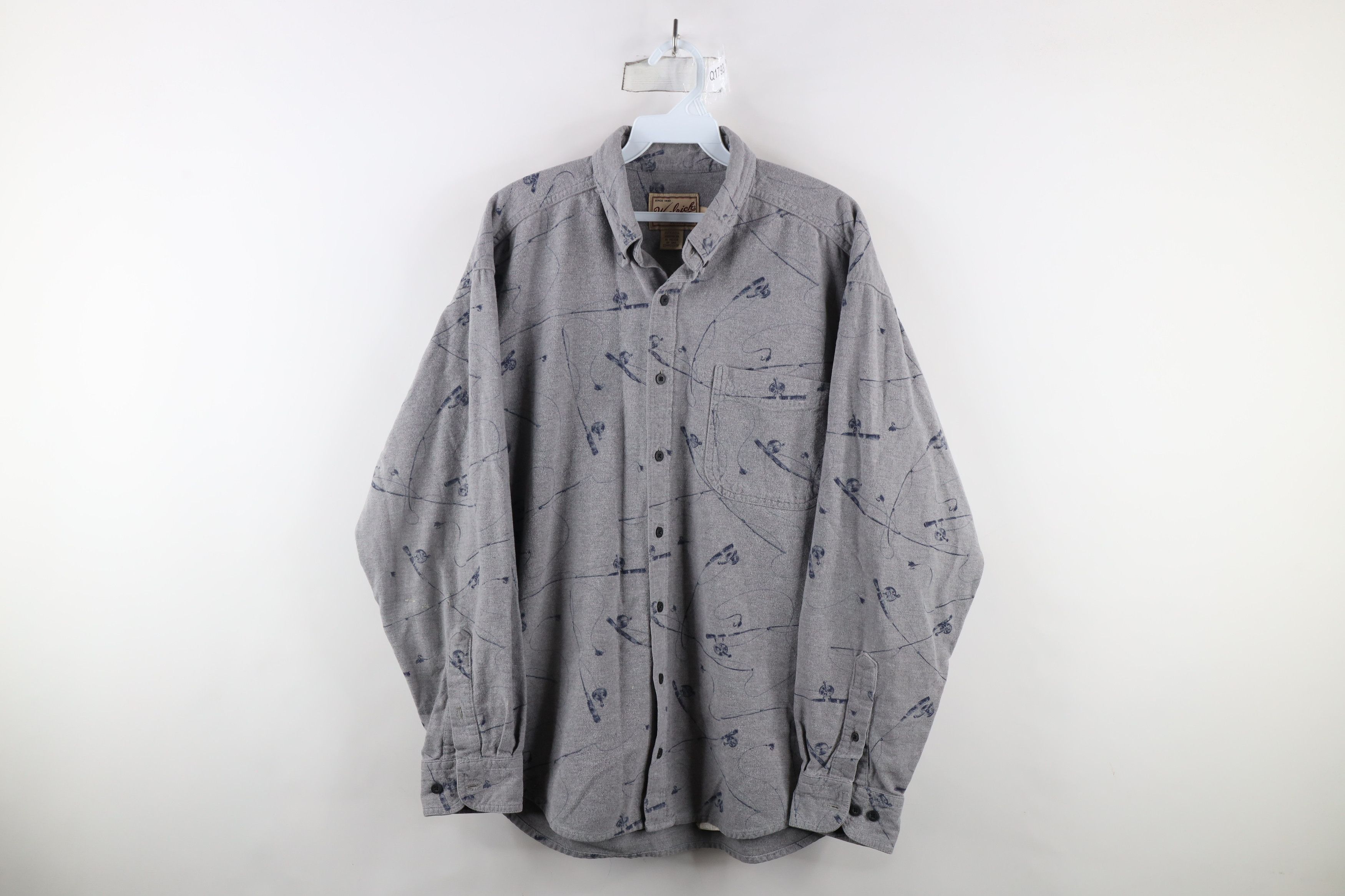 Vintage × Woolrich Woolen Mills Vintage 90s Woolrich Over Print Chamois Cloth Button Shirt Size US L / EU 52-54 / 3 - 1 Thumbnail