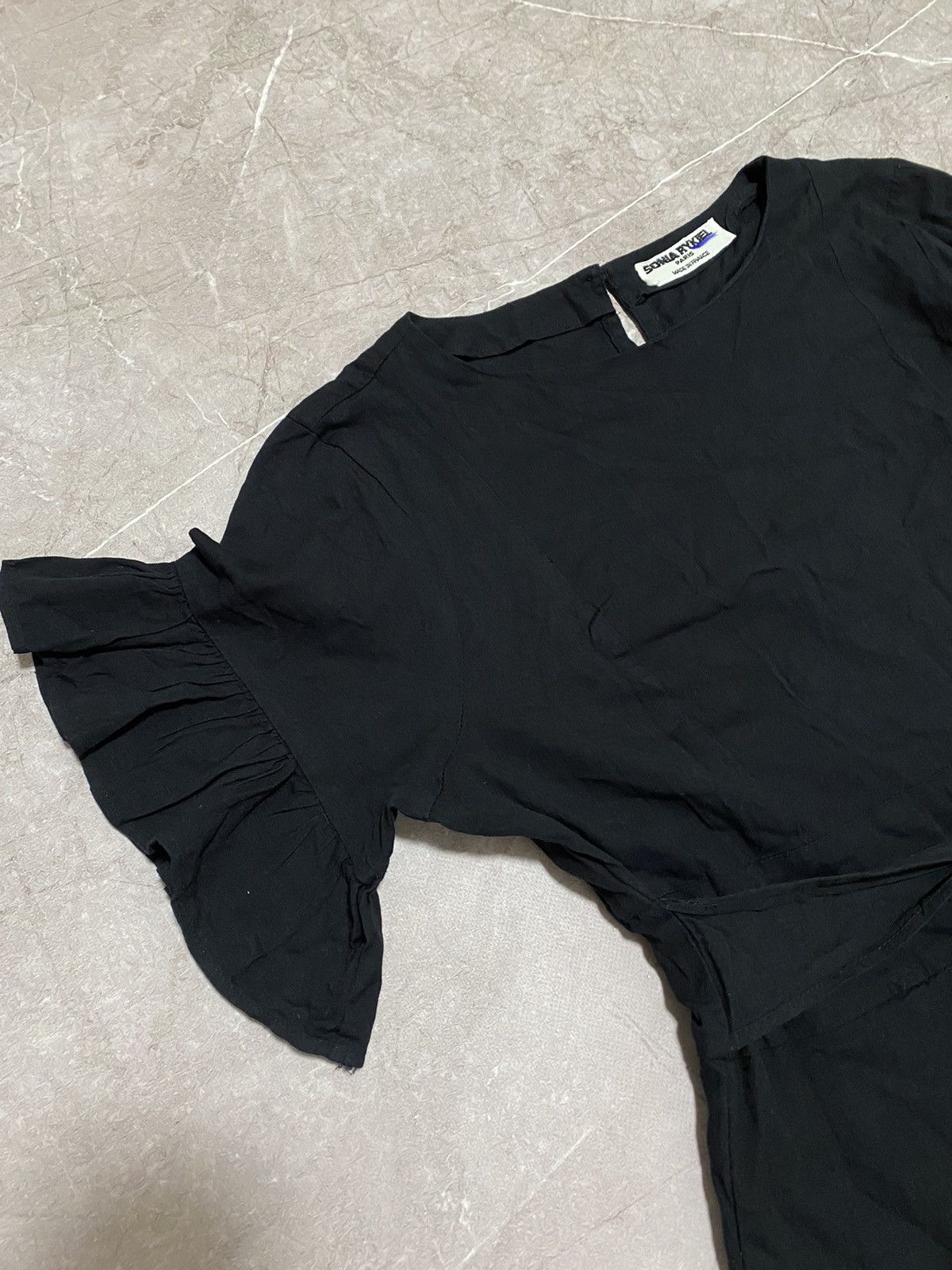 Sonia Rykiel Vintage Sonia by Sonia Rykiel Ruffled Shift Dress Black Size XS / US 0-2 / IT 36-38 - 4 Thumbnail