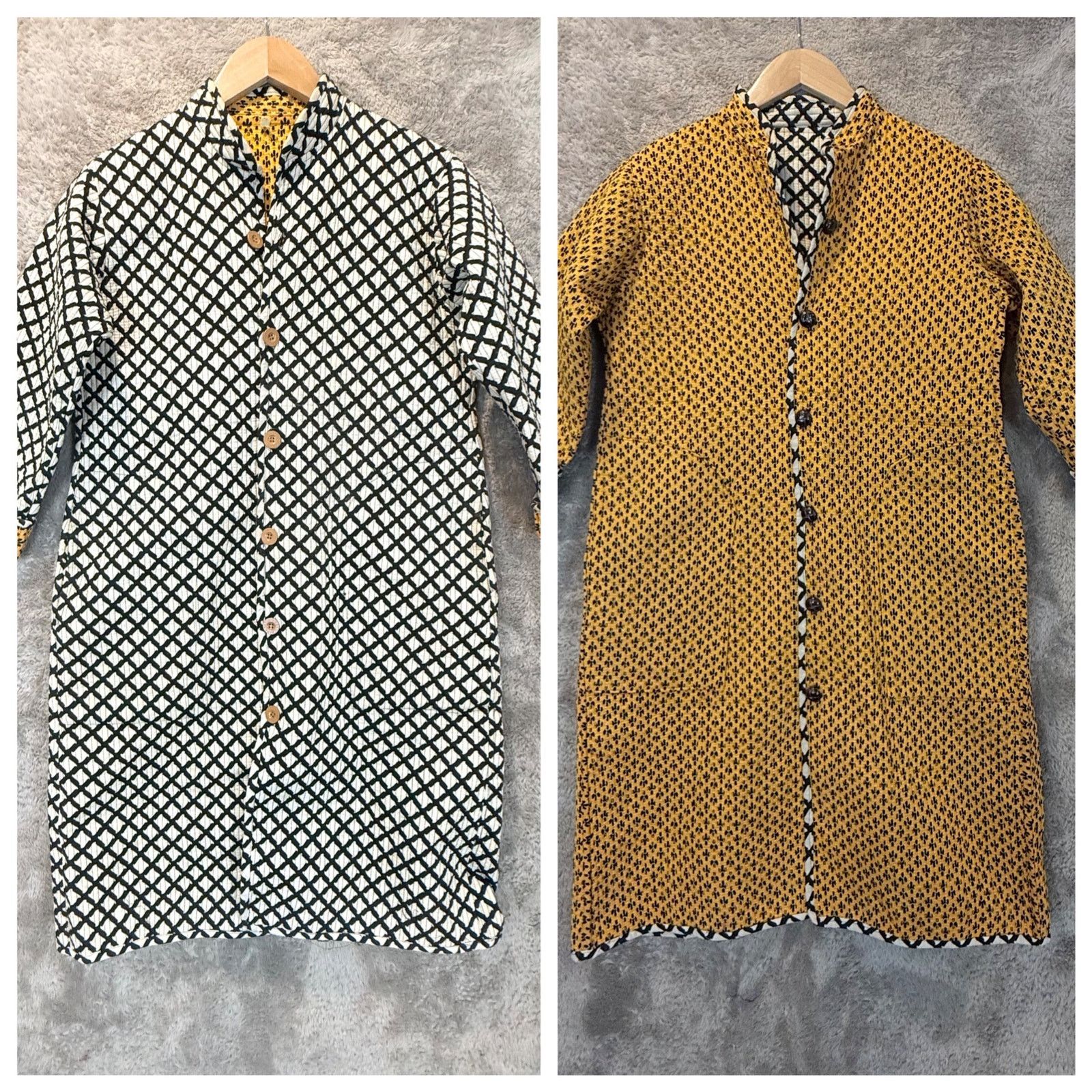 Other African Reversible Quilted Long Duster Overcoat Trench Coat Size M / US 6-8 / IT 42-44 - 2 Thumbnail