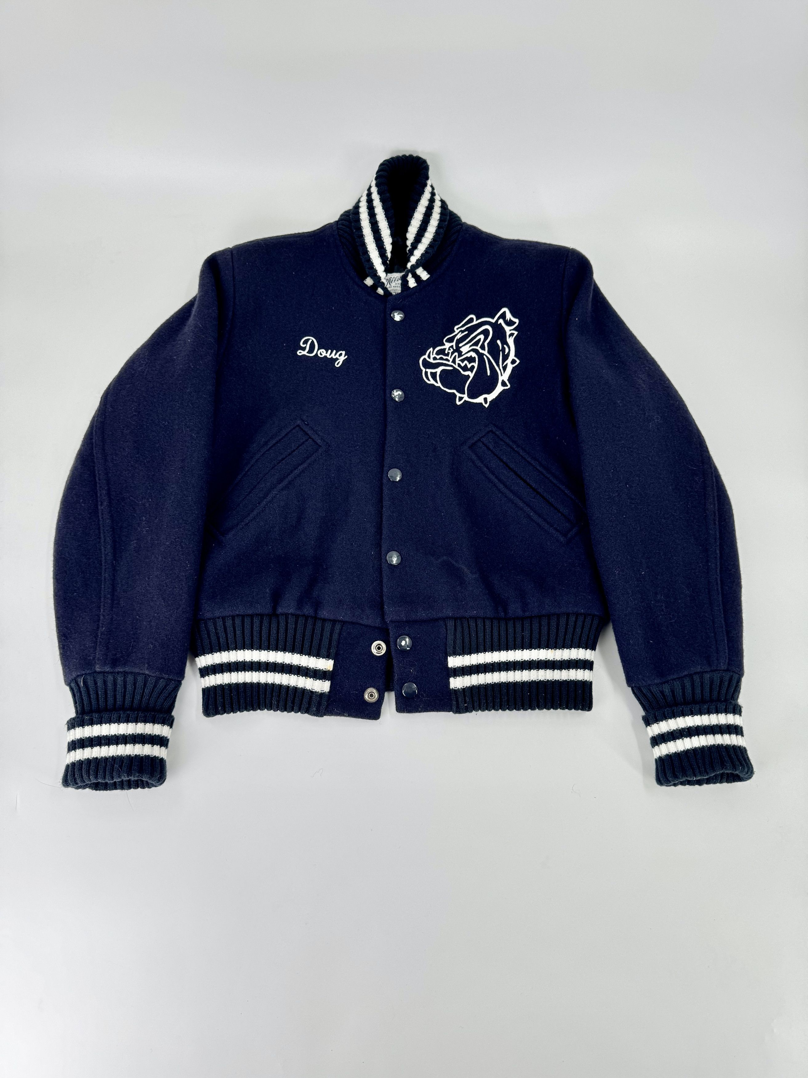 Vintage Vintage Allion Knitting Mills Navy Blue Stadium Jacket 36 Size US XS / EU 42 / 0 - 1 Thumbnail