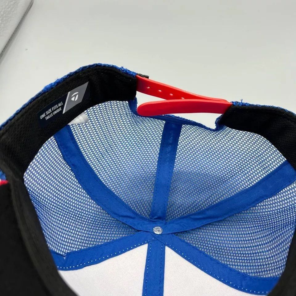 TaylorMade Taylor Made Trucker Hat Men White Red Blue Snap Back Cap Size ONE SIZE - 6 Thumbnail