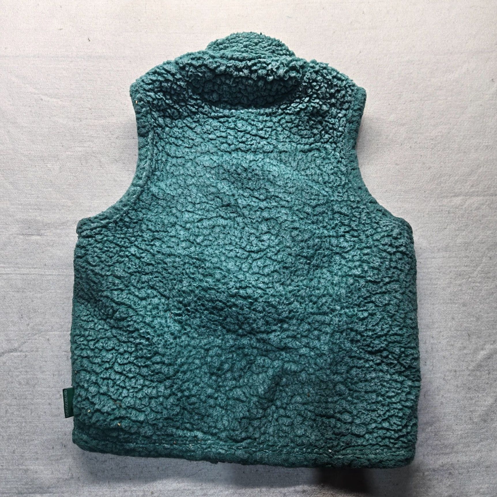 Vintage Live Oak Vest Solid Green Faux Sherpa Zip Sleeveless Sweater - L Adult Women Casual Fall Lightweight Pockets Full Zip Size L / US 10 / IT 46 - 8 Thumbnail