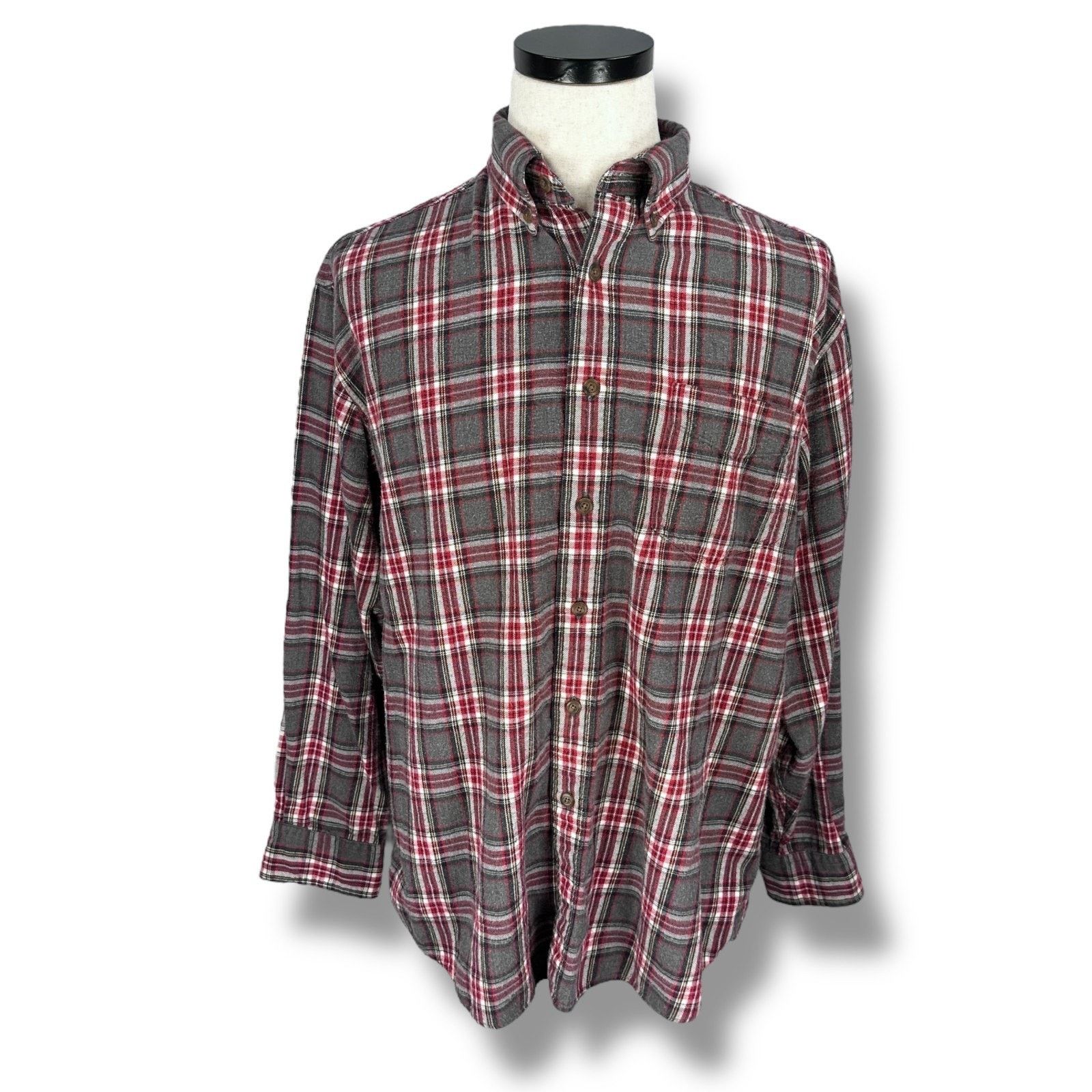 J.Crew VTG J Crew Oarsman Flannel Shirt Men's Large Red Gray Plaid Size US L / EU 52-54 / 3 - 1 Thumbnail