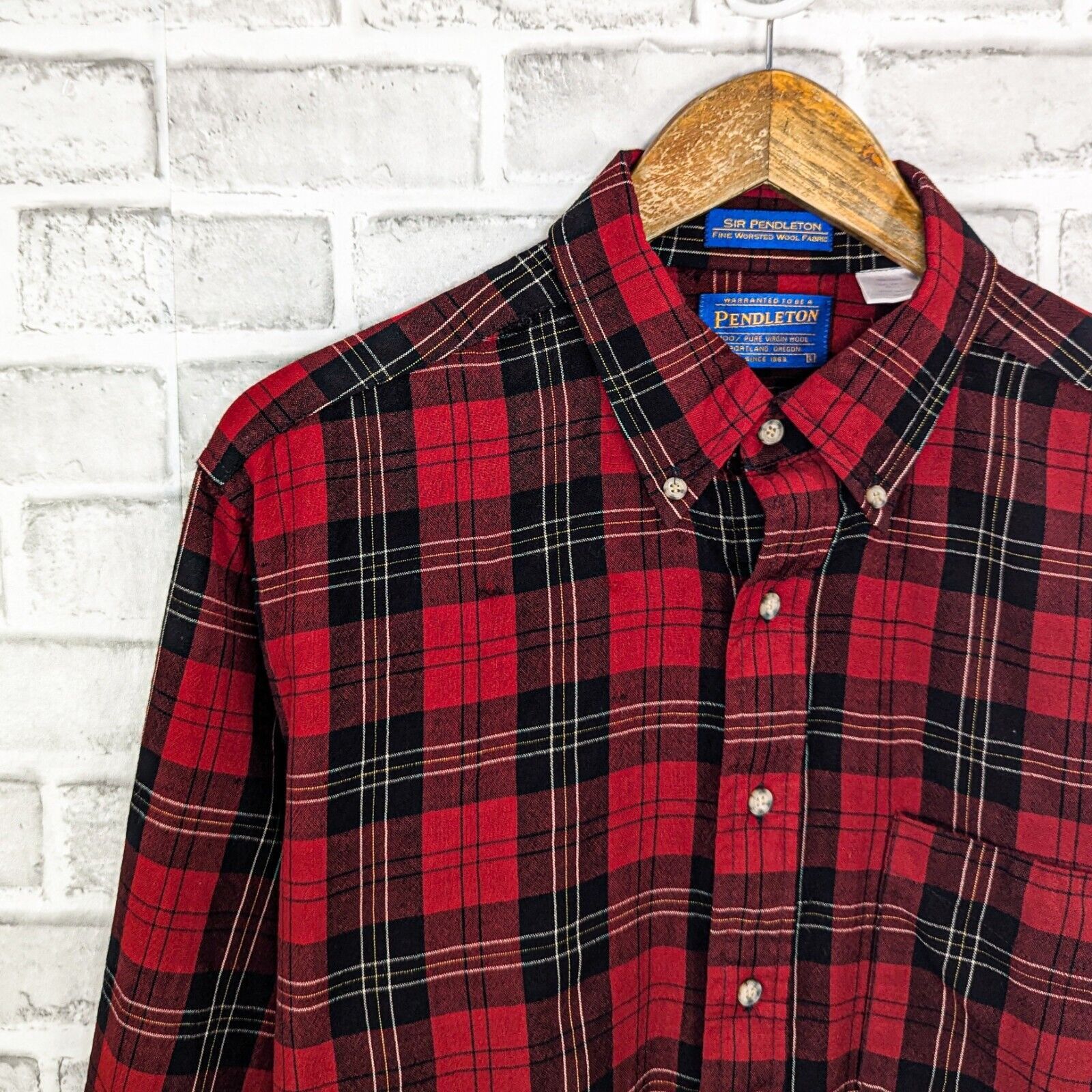 Pendleton Pendleton Virgin wool Button down flannel shirt Red plaid Size US L / EU 52-54 / 3 - 5 Thumbnail