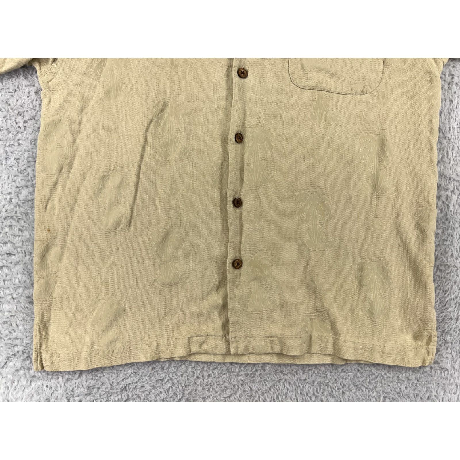Tommy Bahama Tommy Bahama Shirt Mens Large Beige Palm Tree Floral Silk Hawaiian Button Up Size US L / EU 52-54 / 3 - 6 Thumbnail