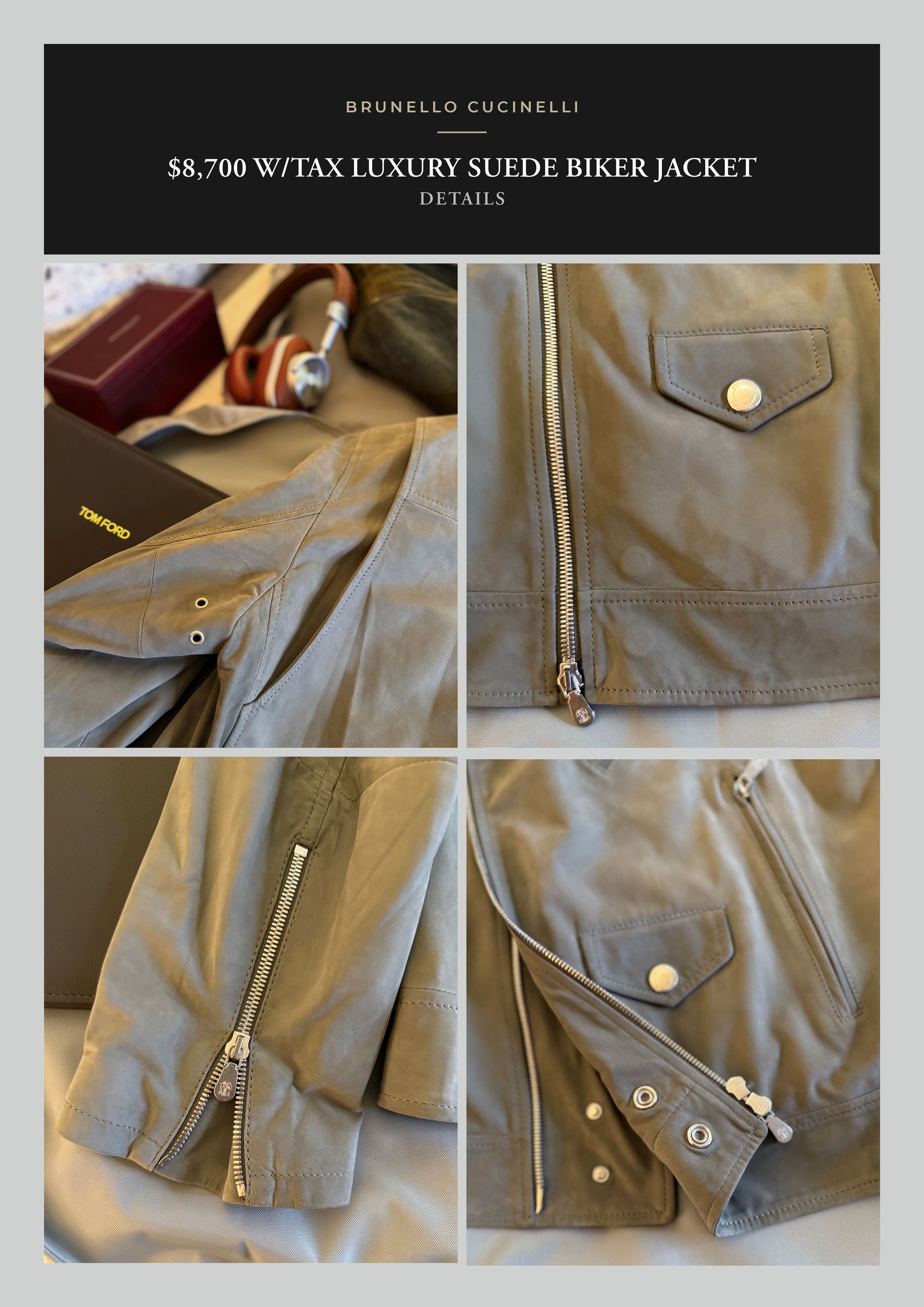 Brunello Cucinelli Fits 48-50, Effortless Cool $8,700 CUCINELLI Sage Biker Size US XS / EU 42 / 0 - 22 Thumbnail
