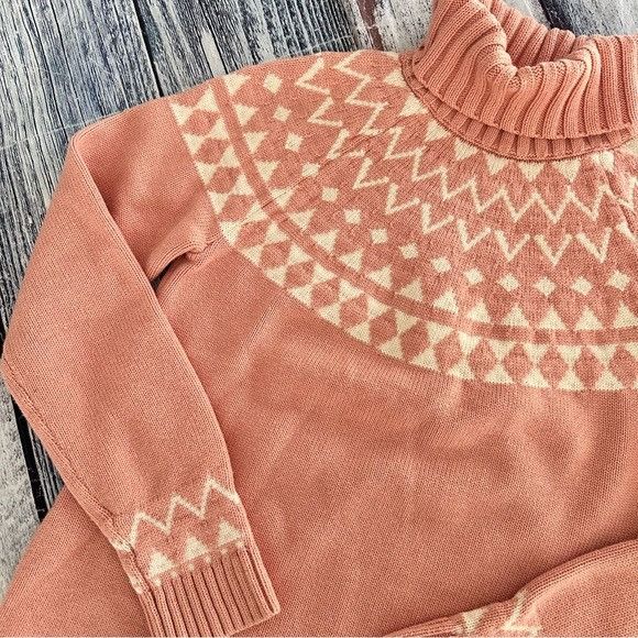 Duluth Trading Company Duluth Trading Co Women's Pink Fair Isle Turtleneck Cotton B Size S / US 4 / IT 40 - 2 Thumbnail