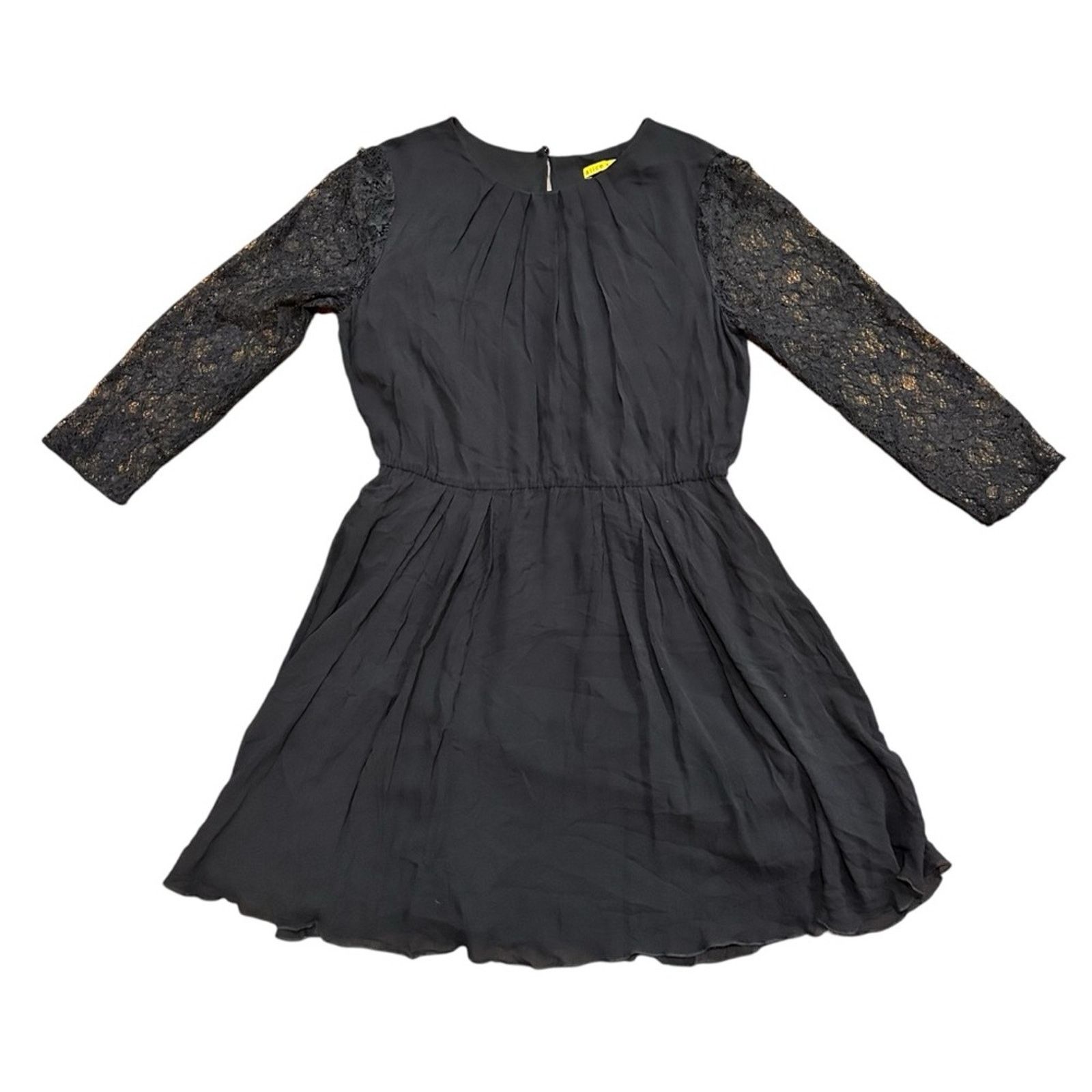 Alice + Olivia Alice & Olivia Conan Silk Lace Sleeve Dress - Size M - Black Size M / US 6-8 / IT 42-44 - 4 Thumbnail