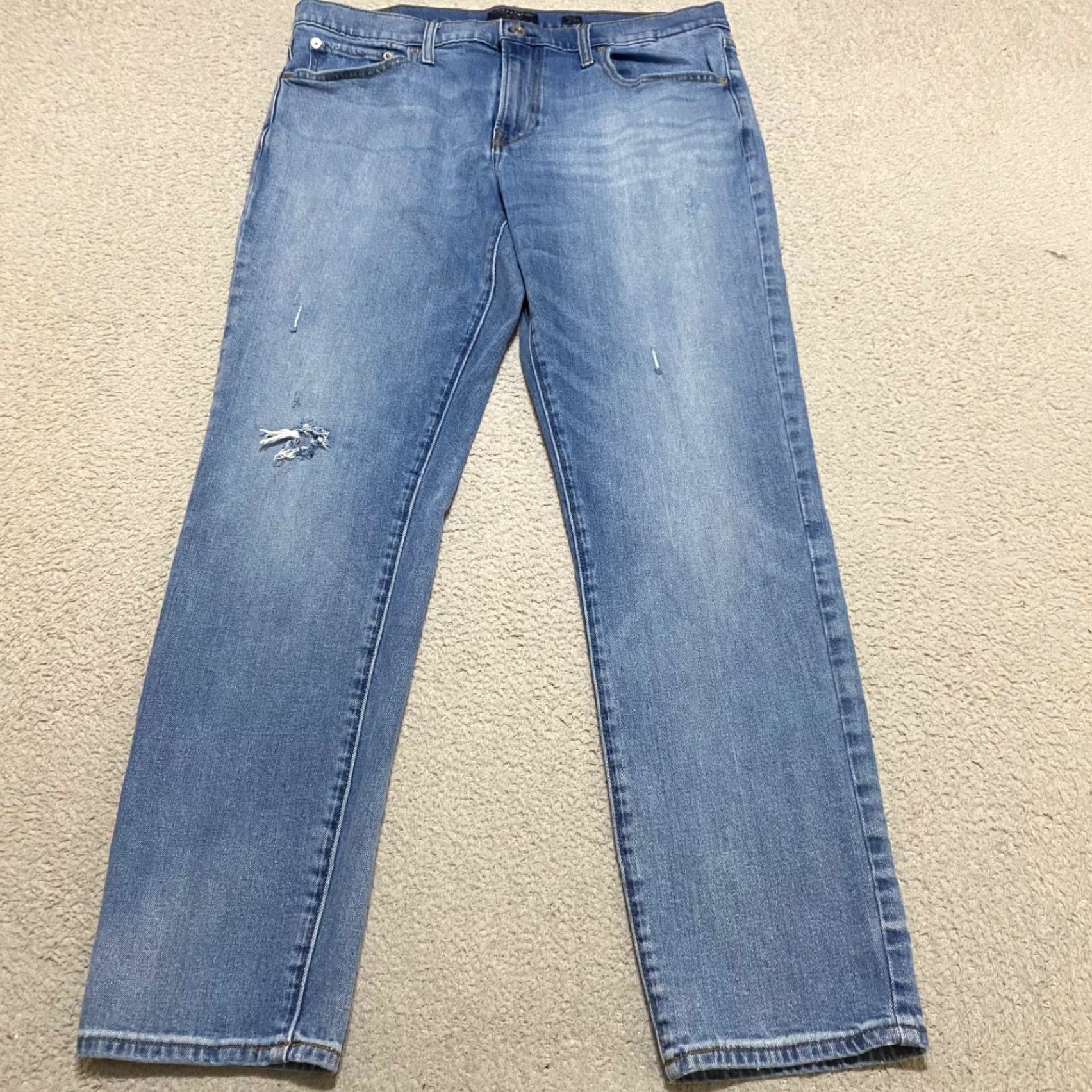 Lucky Brand Lucky Brand Jeans Mens Slim Straight Blue Denim 36x30 Distressed Medium Wash 5-Pocket Denim Size US 36 / EU 52 - 2 Thumbnail
