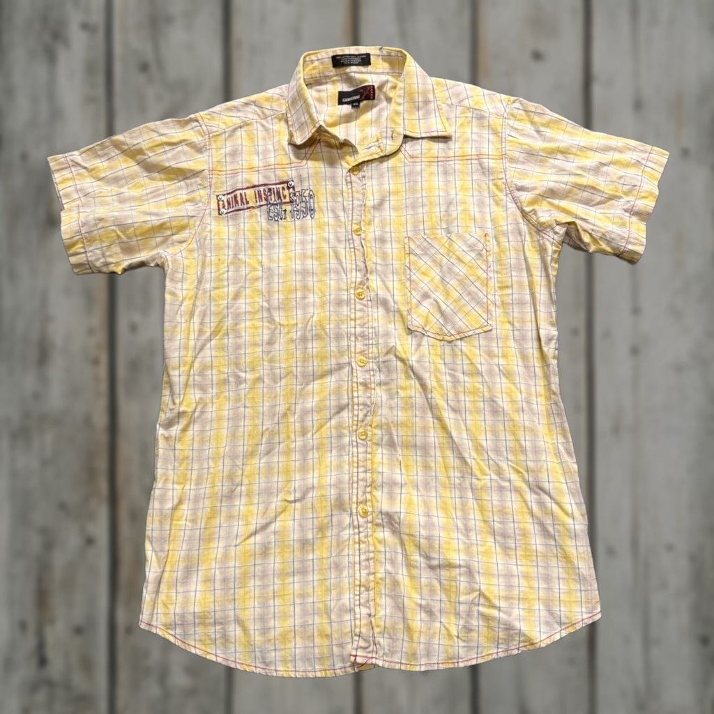 Vintage VINTAGE Giorginni Jeans Flannel Button Up Shirt XL Men's Yellow Striped Y2K Western Regular Size US XL / EU 56 / 4 - 1 Thumbnail