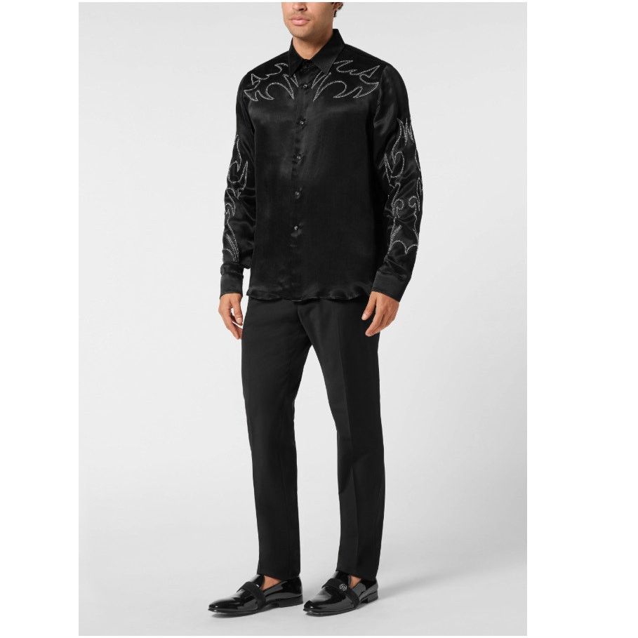 Philipp Plein Philipp Plein Men's Black Embellished Texas Shirt Size XXL Size US XXL / EU 58 / 5 - 11 Thumbnail