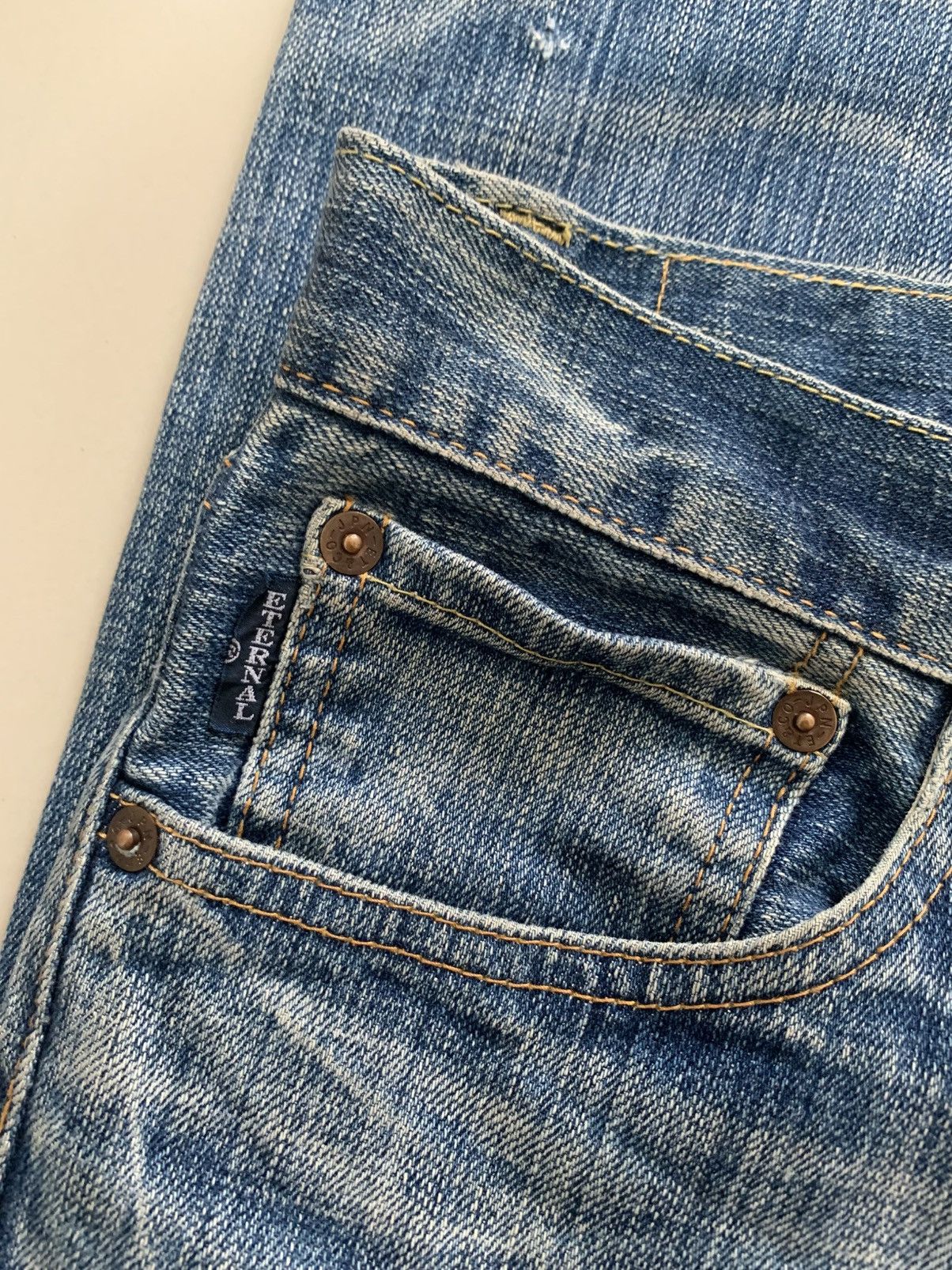 Eternal Eternal Japan Distressed Faded Blue Jeans Size US 34 / EU 50 - 6 Thumbnail