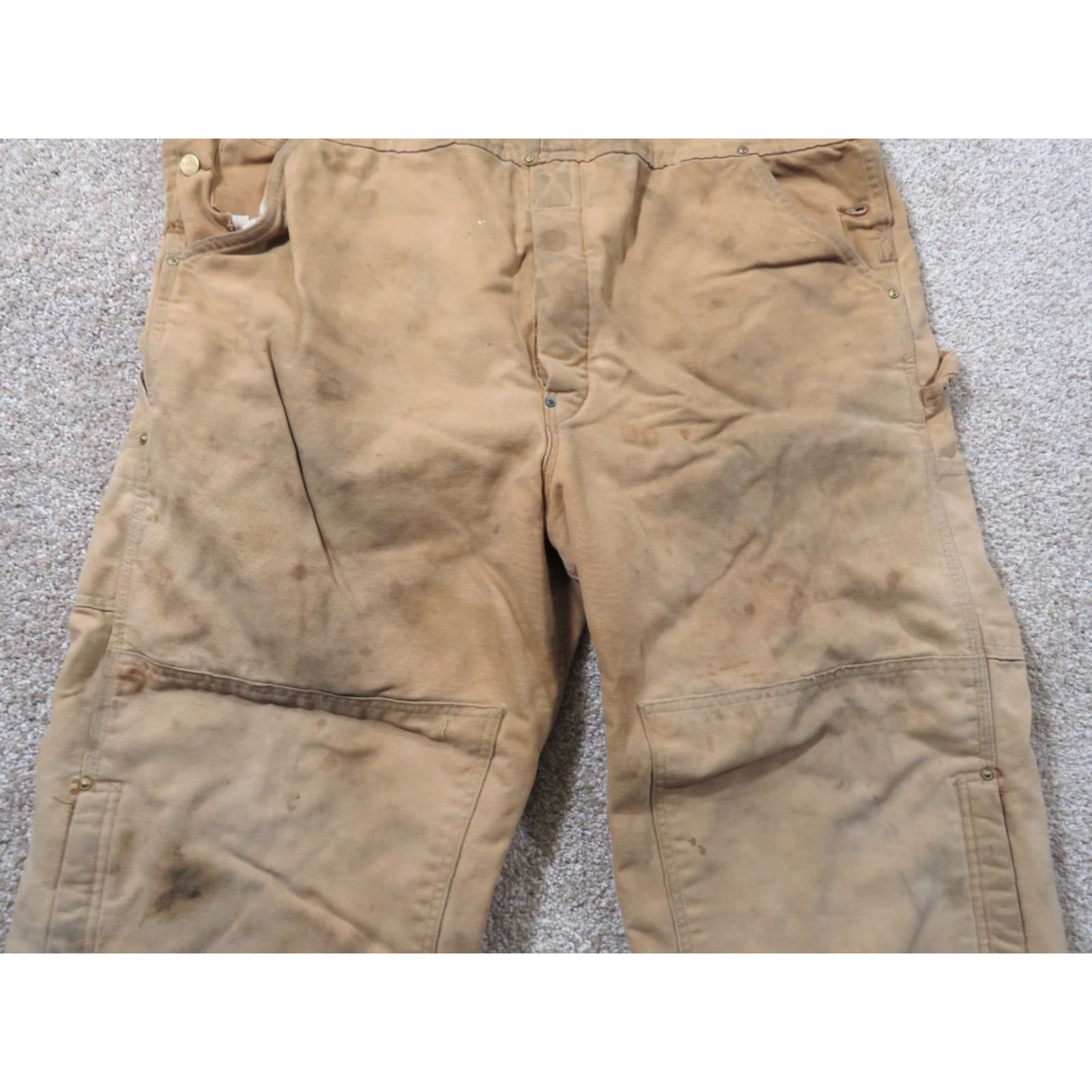 Carhartt VINTAGE Carhartt Bib Overalls Canvas Duck Insulated 44X29.5 Brown USA Mens Workwear 5-Pocket Zipper Button Front Pants Size US 44 / EU 60 - 3 Thumbnail