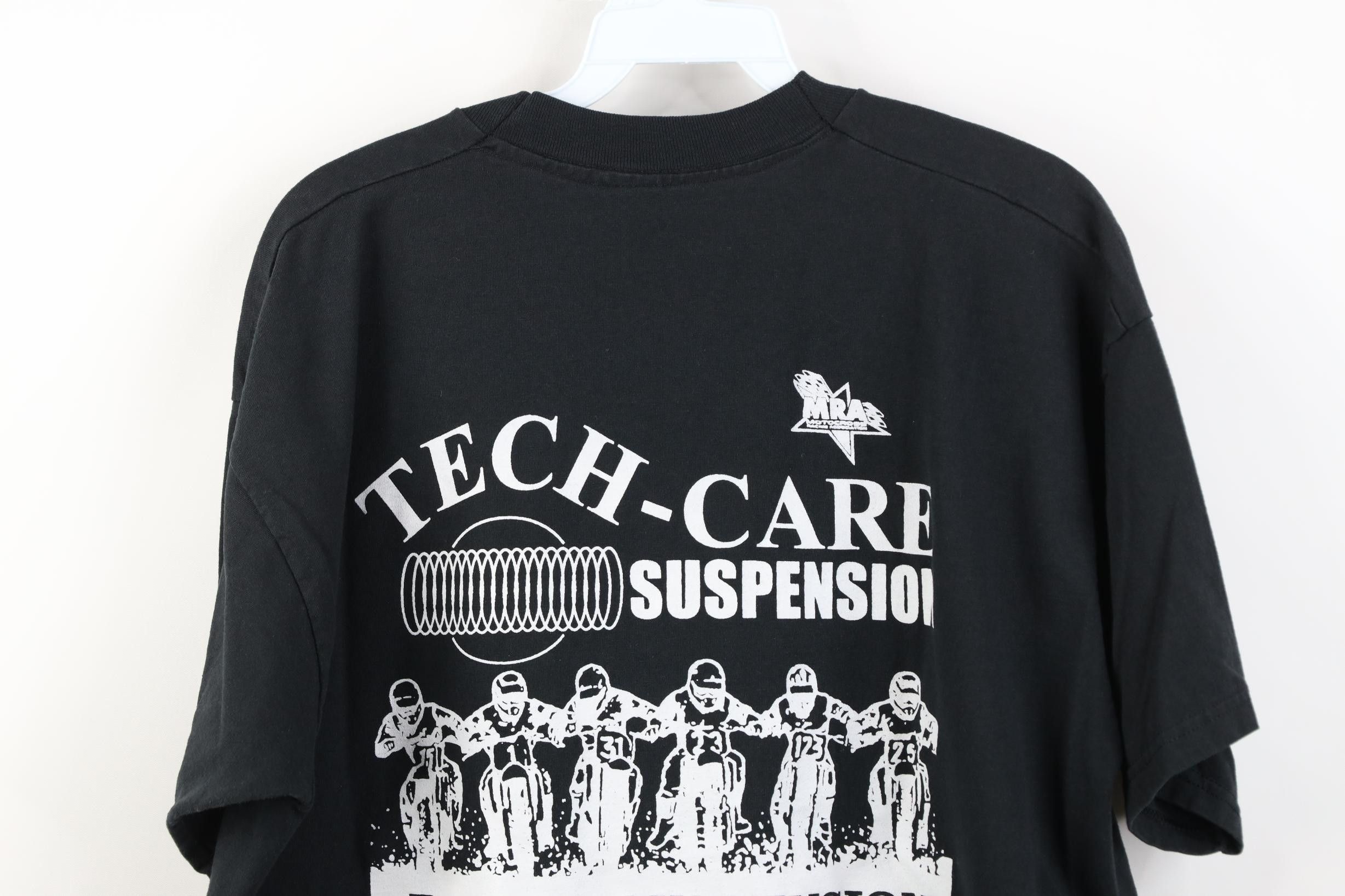 Vintage Vintage 90s Y2K Care Suspension Racing Motorcycle T-Shirt Size US XL / EU 56 / 4 - 16 Thumbnail