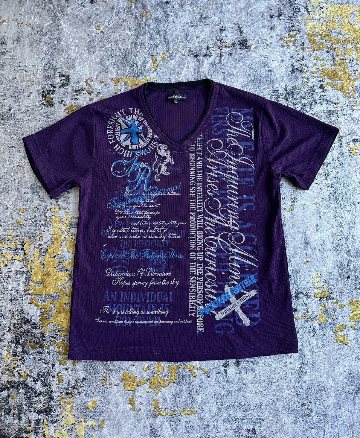 SEDITIONARIES POEM PUNK STYLE DOUBLE COLLAR TSHIRT PURPLE