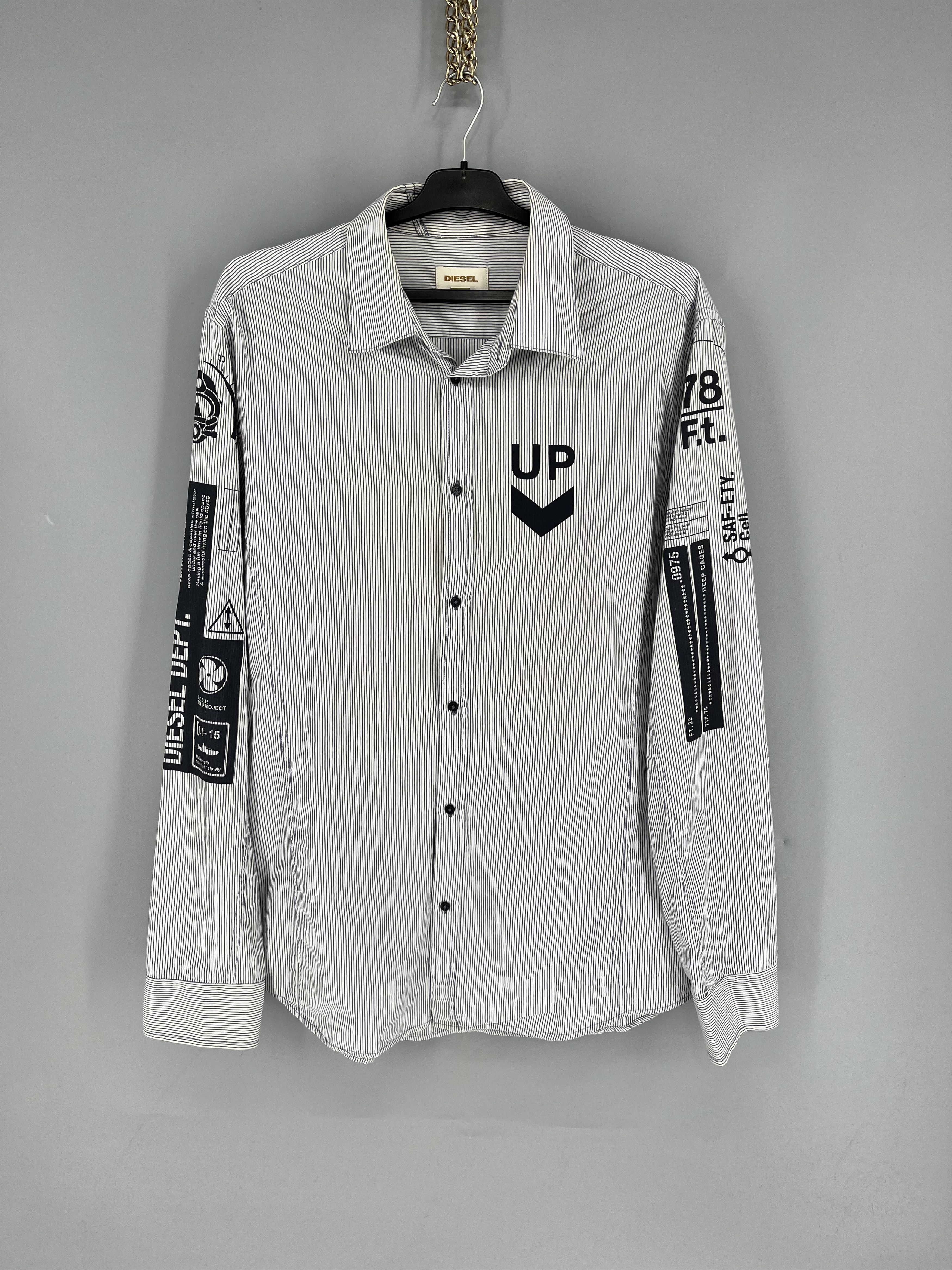 Diesel RARE Diesel DEPT. LIQUID SPACE Striped Button UpShirt SZ XXL Size US XXL / EU 58 / 5 - 1 Thumbnail