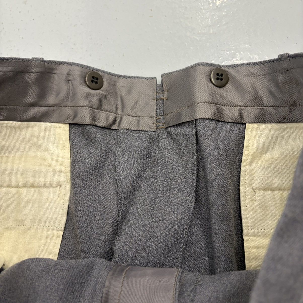 Other NOS Vintage 50s Grey Wool Buttonfly Wide Leg Trousers 38x26 Size US 38 / EU 54 - 4 Thumbnail
