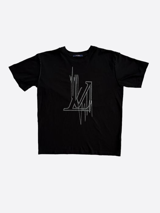 Louis Vuitton Louis Vuitton Black Frequency Embroidered T-Shirt