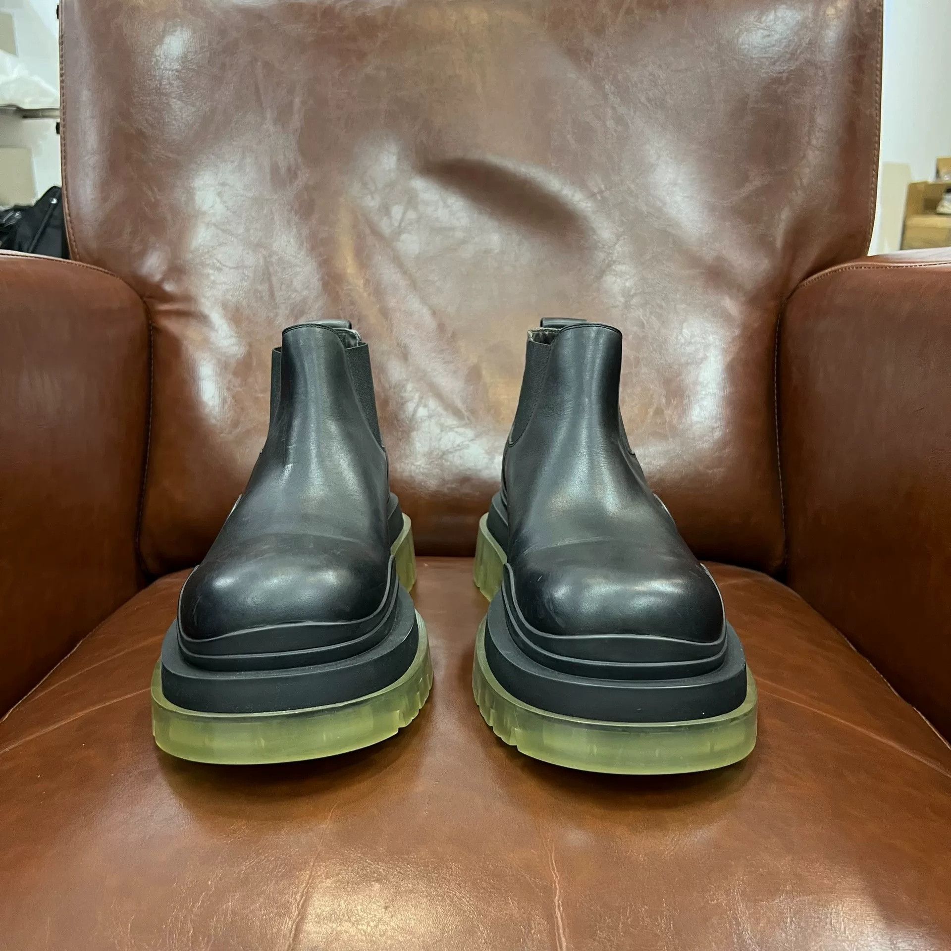 Bottega Veneta BV Black Green Jelly Sole Low Boots Size US 9.5 / EU 42-43 - 2 Thumbnail