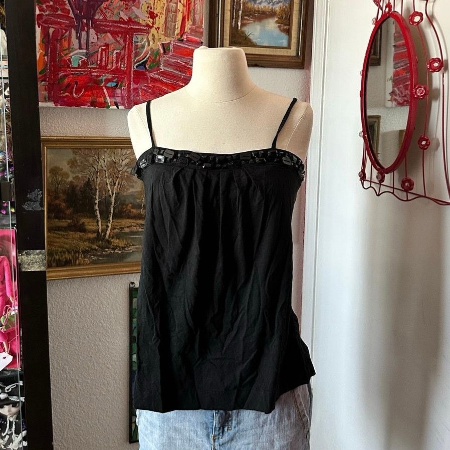 Old Navy old navy black beaded tank top Size L / US 10 / IT 46 - 1 Thumbnail