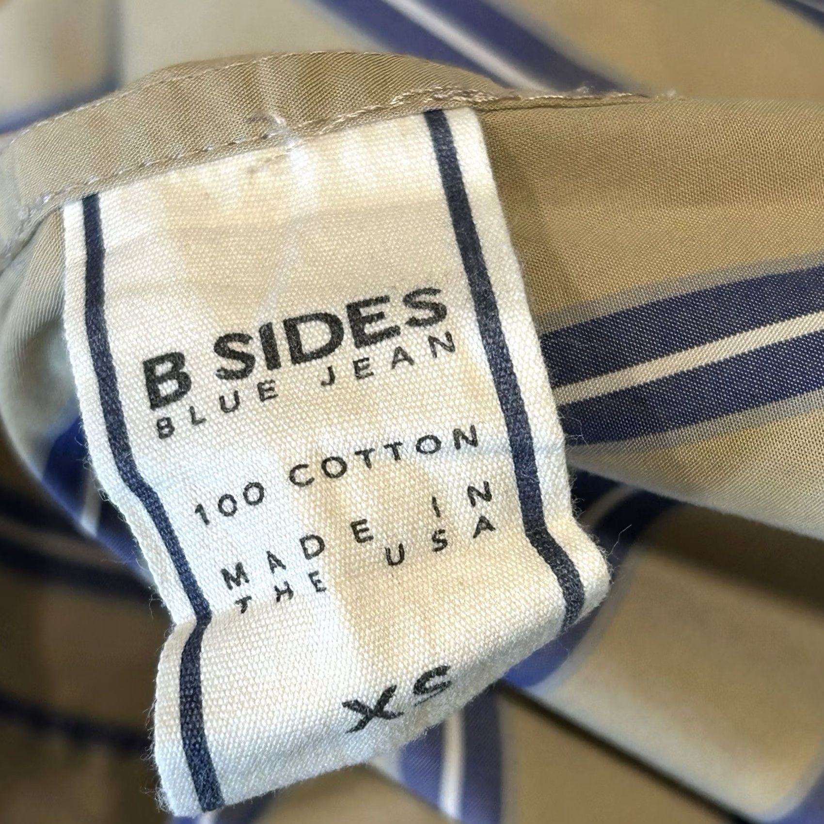 B Sides B Sides Striped Neutrals Tunic Mock Neck Button Up Top XS Women’s Tan Casual Sleeve Striped Pattern 100% Cotton Vintage? No Size XS / US 0-2 / IT 36-38 - 6 Thumbnail