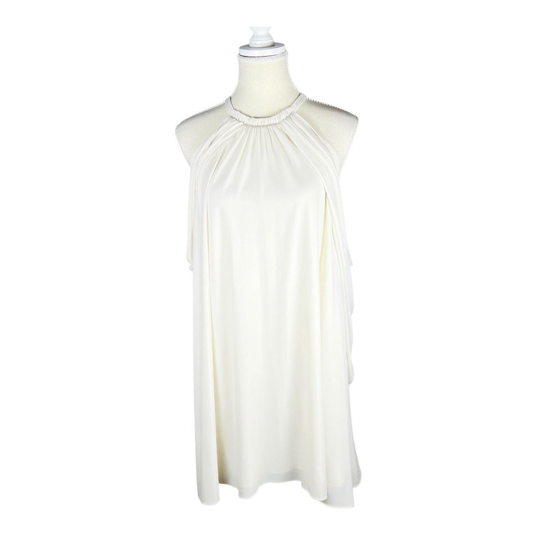 Halston Halston Elsie Draped Cape Mini Dress Chalk White Ivory S 4 Size S / US 4 / IT 40 - 2 Thumbnail