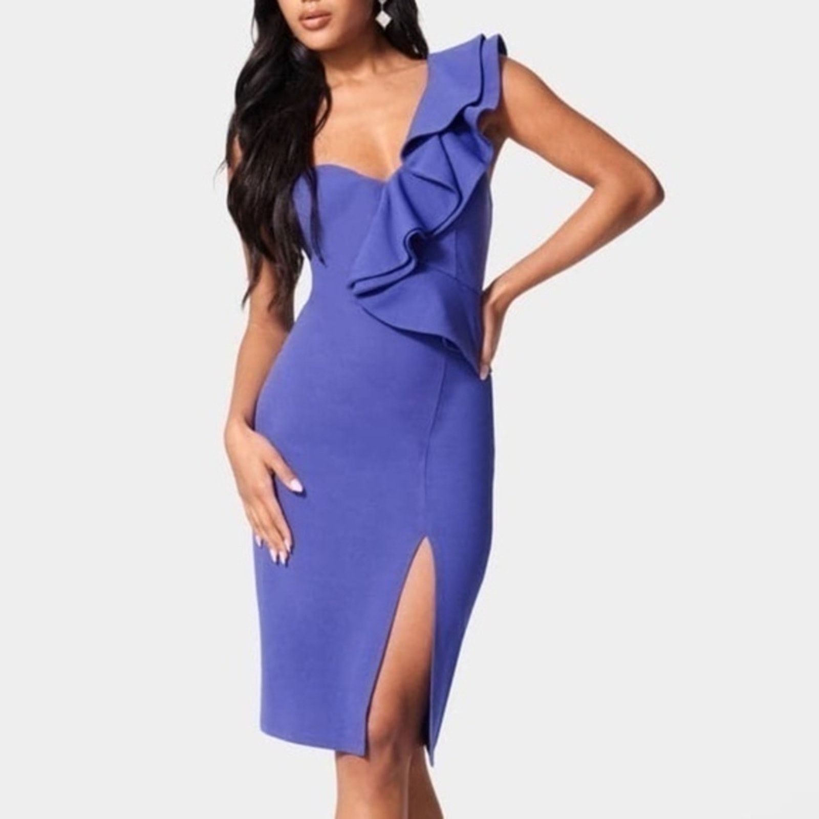 Bebe Bebe. Ruffle Sleeve Midi Dress. Size M / US 6-8 / IT 42-44 - 5 Thumbnail
