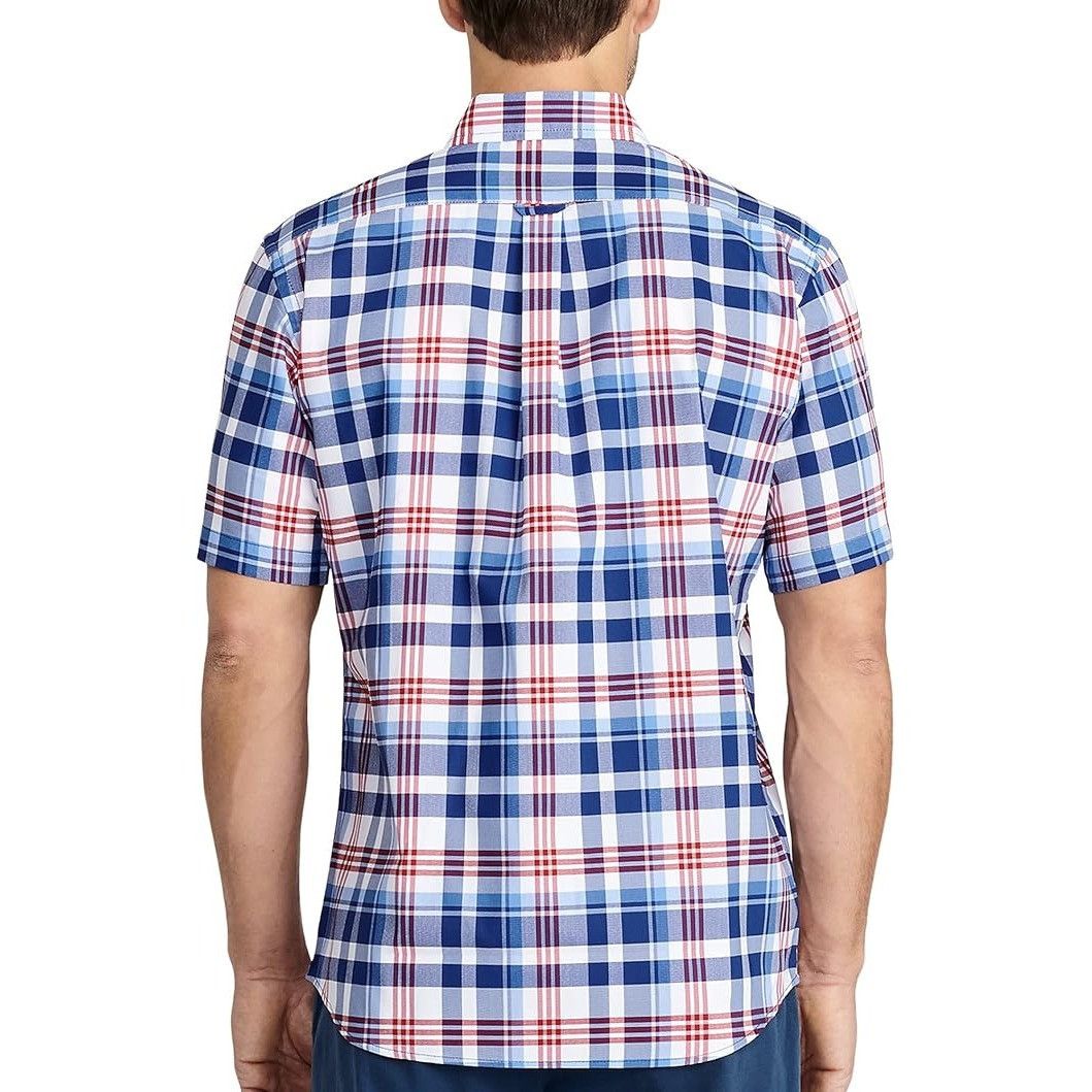 Izod Izod Mens Blue White Red Plaid Short Sleeve Button Down Poly Size US S / EU 44-46 / 1 - 2 Thumbnail
