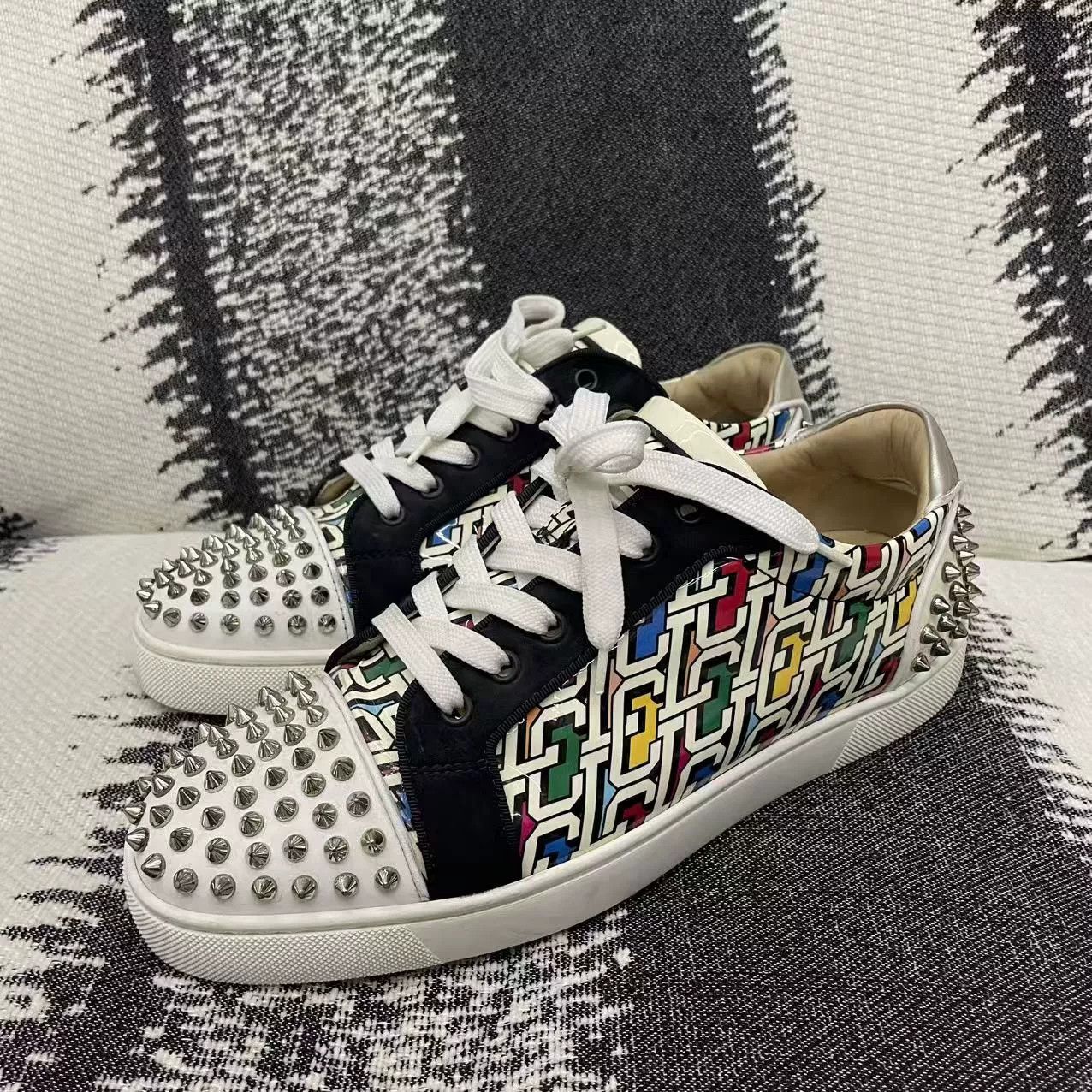 Christian Louboutin Christian Louboutin Printed Graphic Red Lowtop Sneakers Men Size US 9 / EU 42 - 1 Thumbnail