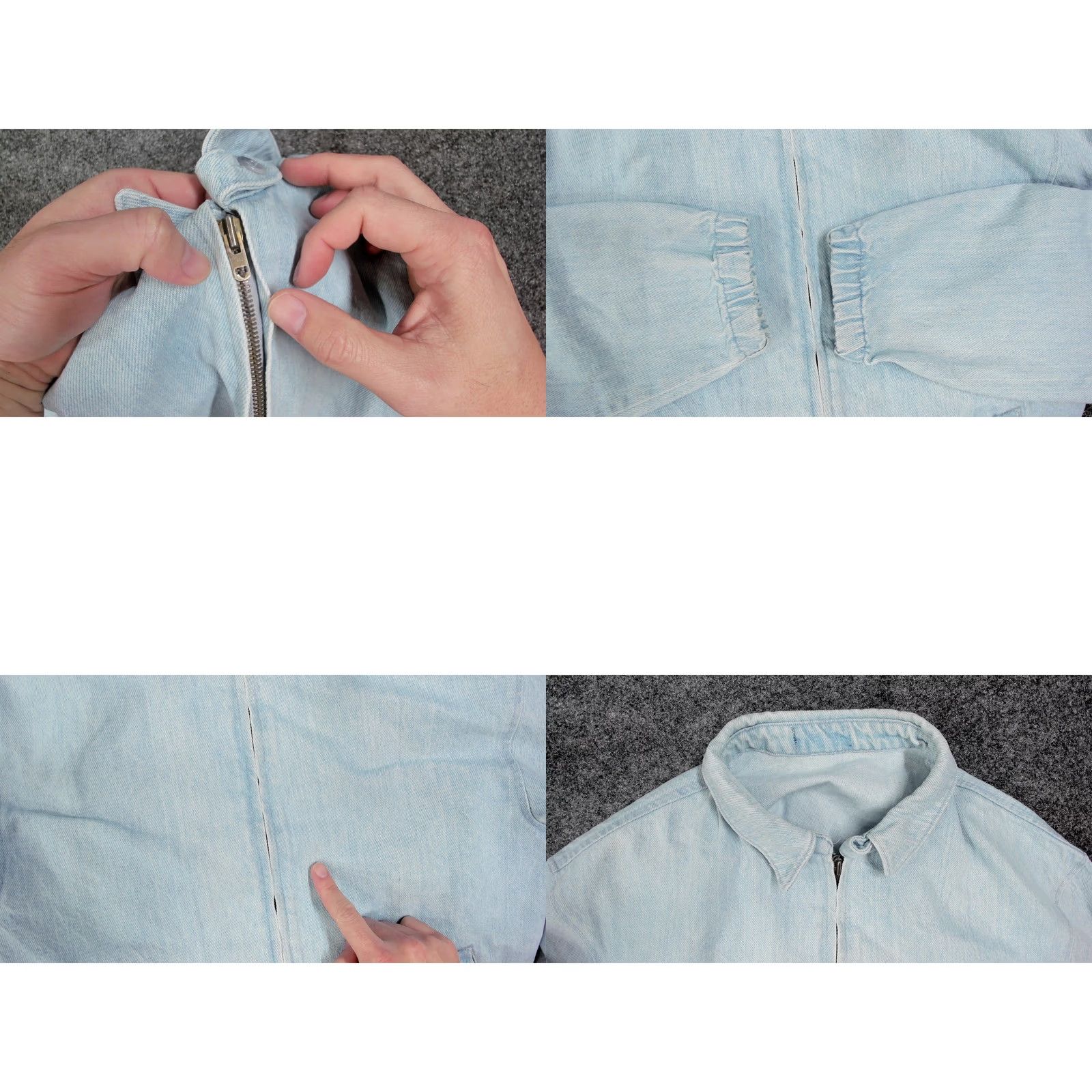 Denime VINTAGE 90s Denim Bomber Jacket Lightwash Zip Cropped L XL Men Mens Short Boxy Ideal Zipper Blank Blue Size US L / EU 52-54 / 3 - 8 Thumbnail