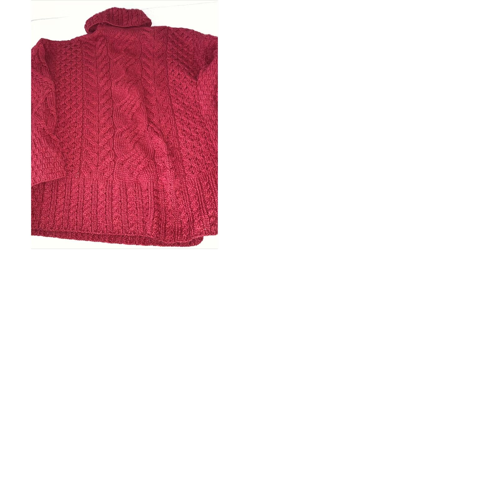 Vintage Aran Woollen Mills Sweater Women's Aran Knit Red Roll Neck Pullover 2XL Cable-Knit Long Sleeve IE Connemara Green Vintage No Size XXL / US 16-18 / IT 52-54 - 9 Thumbnail