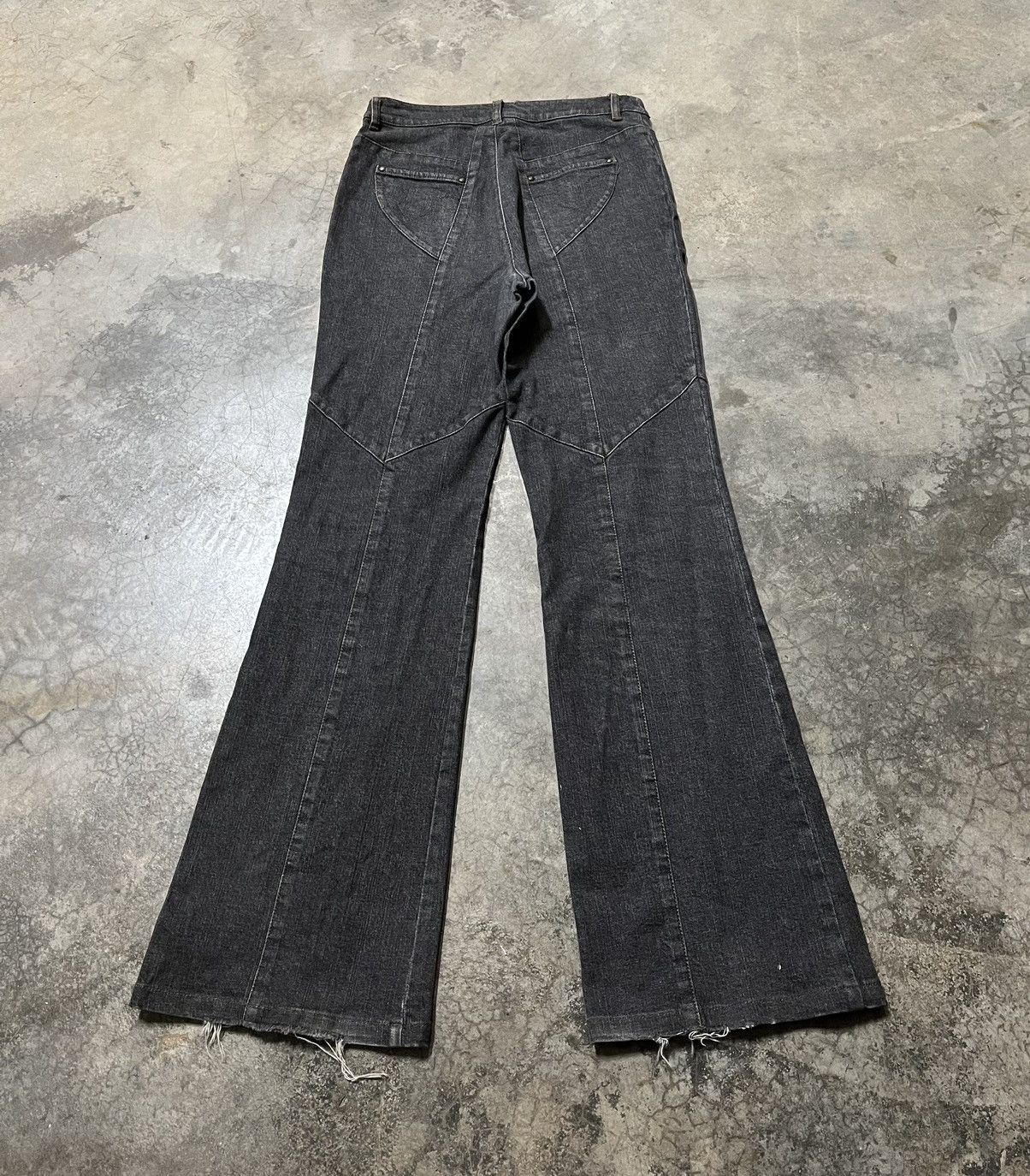 If Six Was Nine Rare black faded Flare Jeans Chris montez distressed leg Size US 27 - 10 Thumbnail