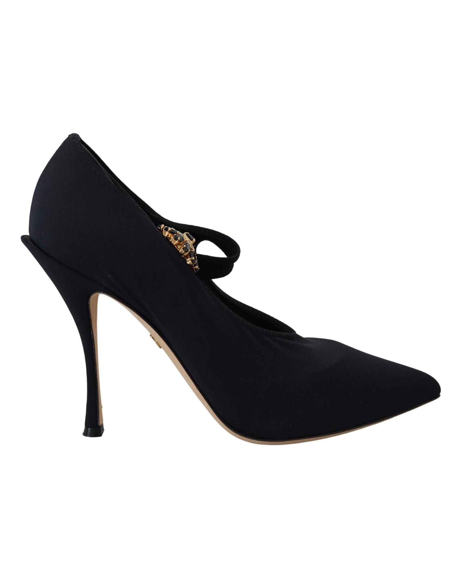 image of Dolce Gabbana Stretch Crystal Pumps Shoes in Black, Women's (Size 9)