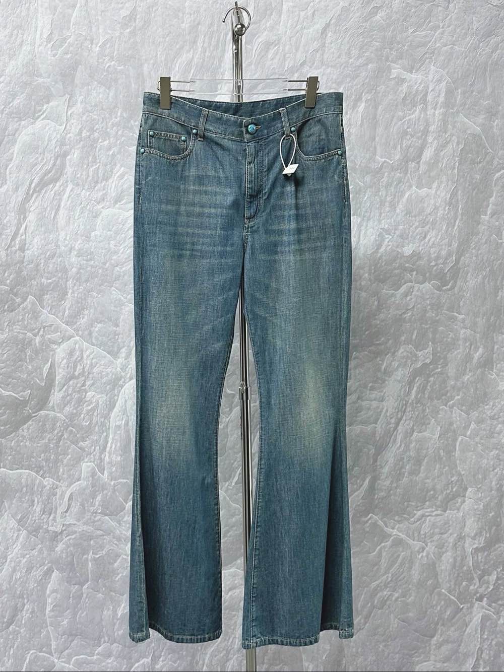 Louis Vuitton Louis Vuitton Turquoise Button Distressed Jeans Size 31 Size 31" - 1 Thumbnail