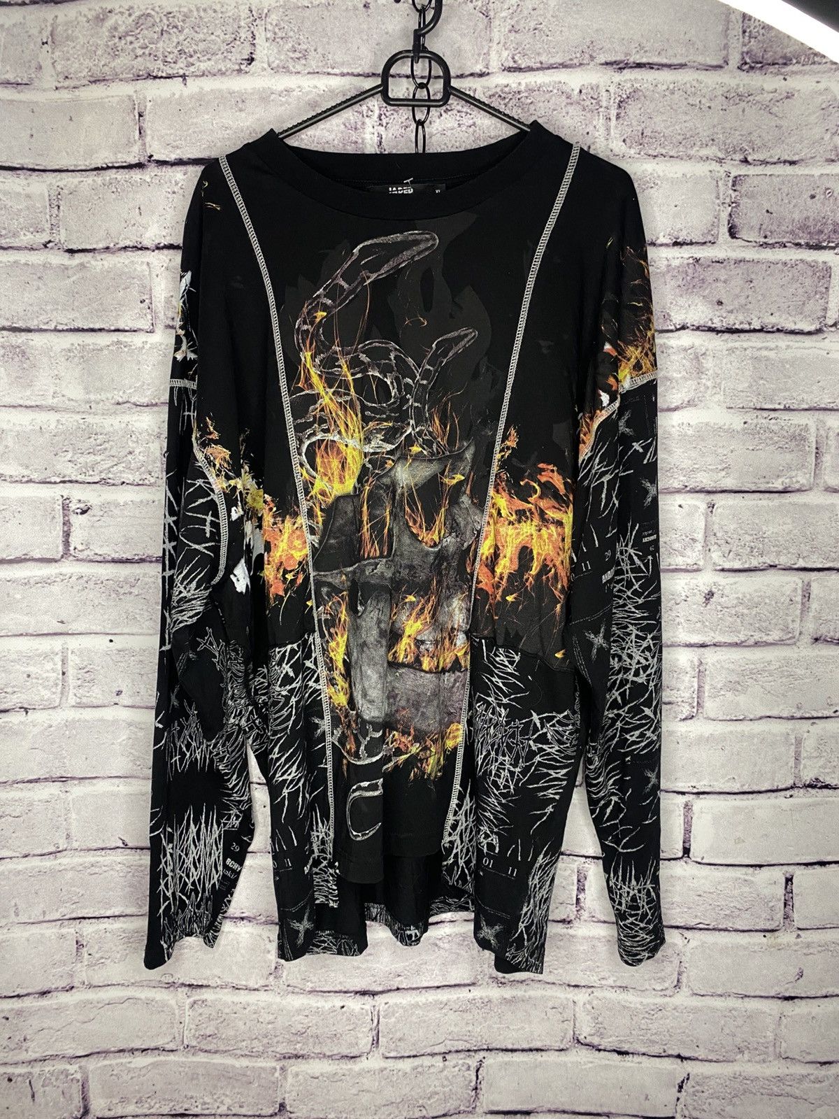 Jaded London Mens Jaded London Overprint Logo Anarchy Long-Sleeve Size US XL / EU 56 / 4 - 1 Thumbnail