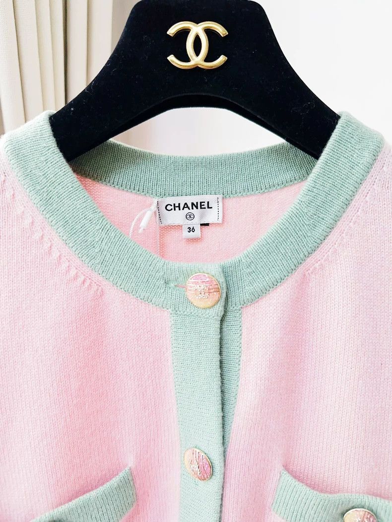 Chanel Chanel 24C pink with green edge four-pocket knitted cardig Size XS / US 0-2 / IT 36-38 - 6 Thumbnail