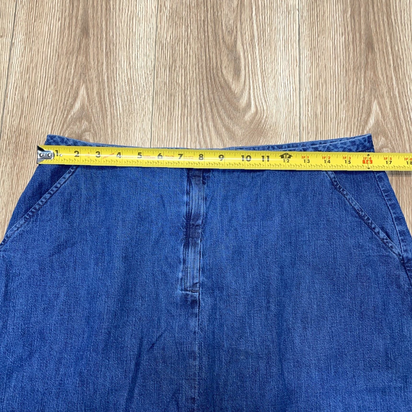 Lands' End Lands' End Denim Skirt Women Size 14 Regular Knee Length Blue Cotton Pockets Straight & Pencil Size 36" / US 14 / IT 50 - 3 Thumbnail