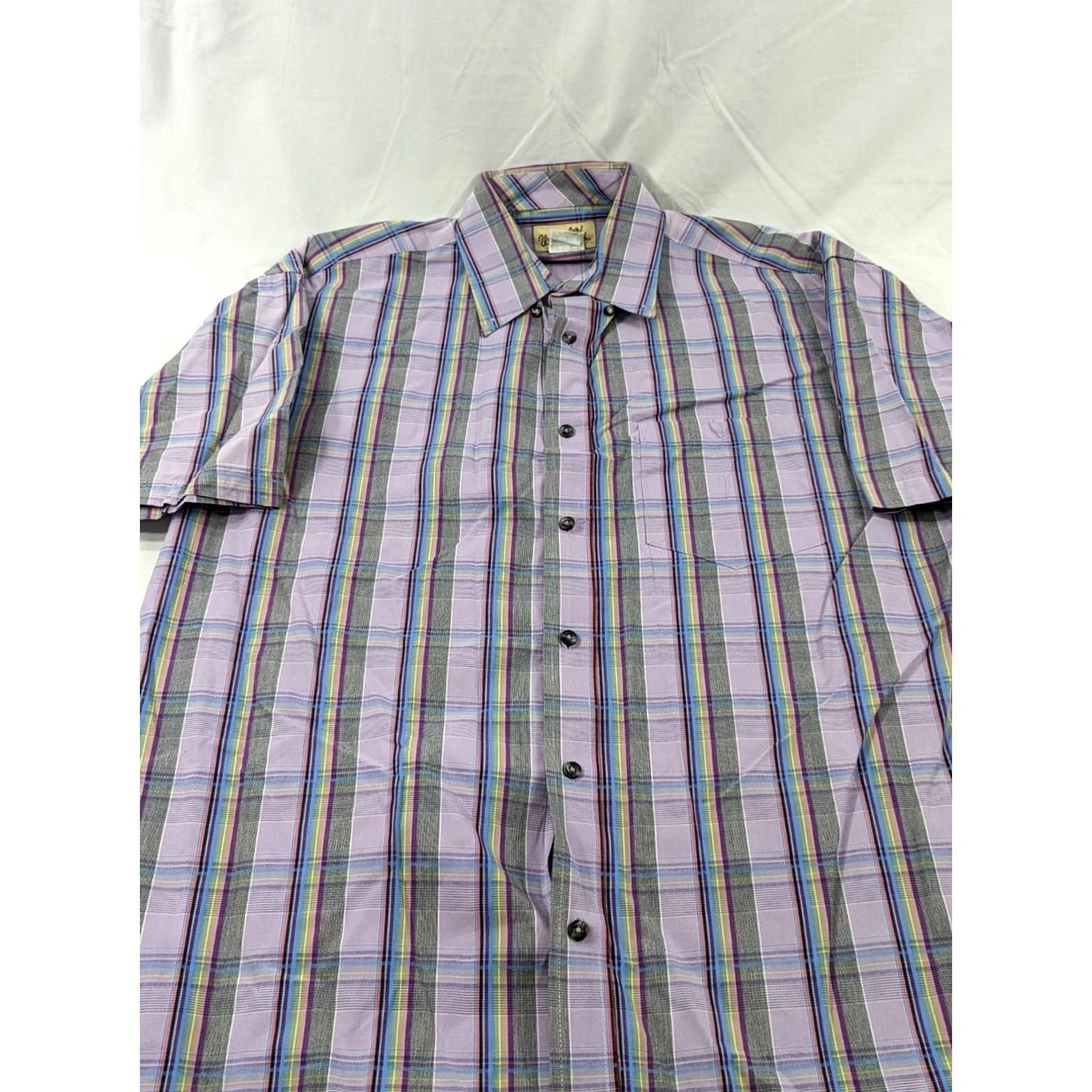 Wrangler Wrangler Shirt Mens Plaid Button-Up Short Sleeve XLT Purple Plaid Pattern 100% Cotton Size US 36 / EU 52 - 4 Thumbnail