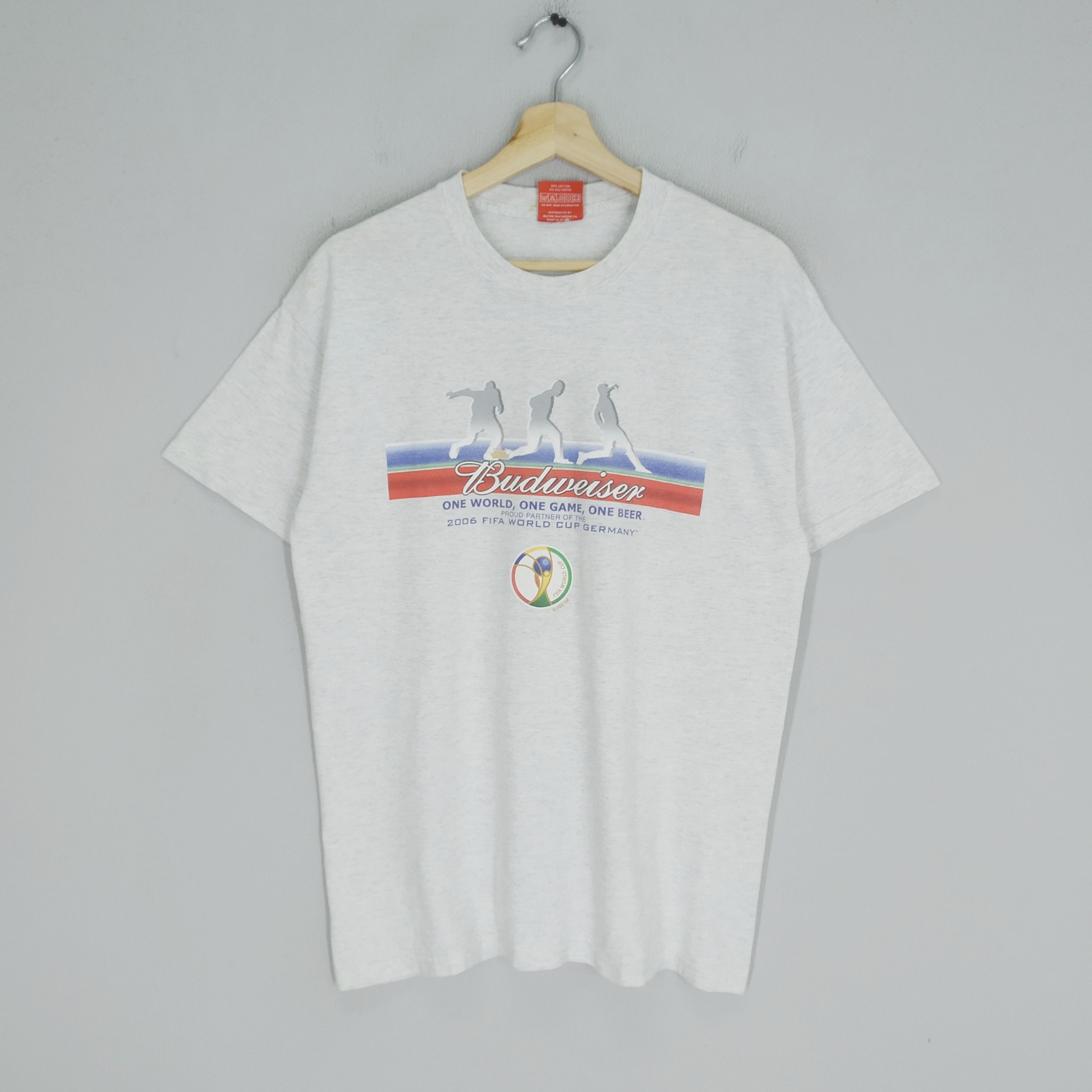 image of Vintage 2001 Fifa World Cup Germany By Budweiser Promo Tee in Grey, Men's (Size Medium)