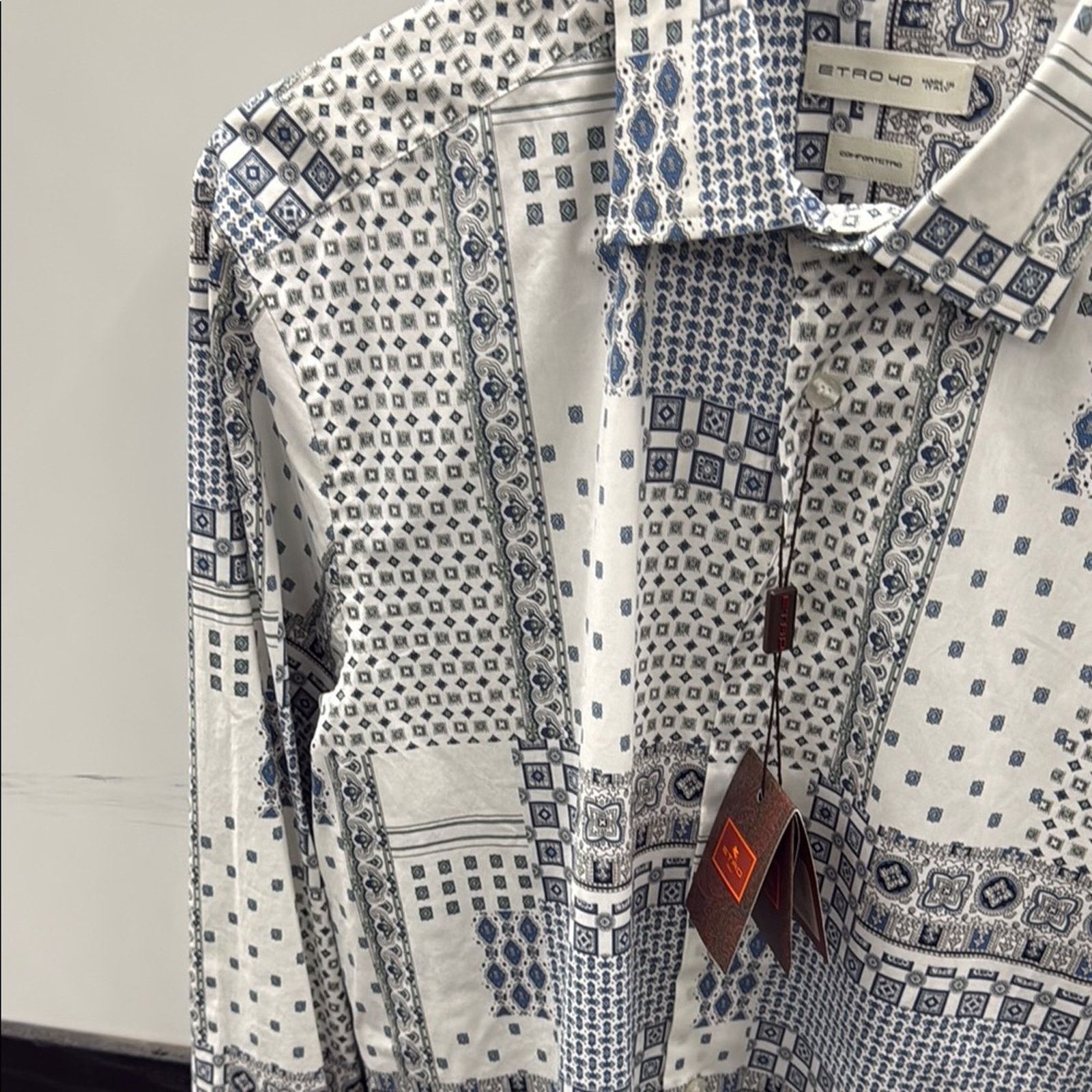 Etro NWT Etro Patterned Blue and White Men's Shirt Size S Size US S / EU 44-46 / 1 - 4 Thumbnail