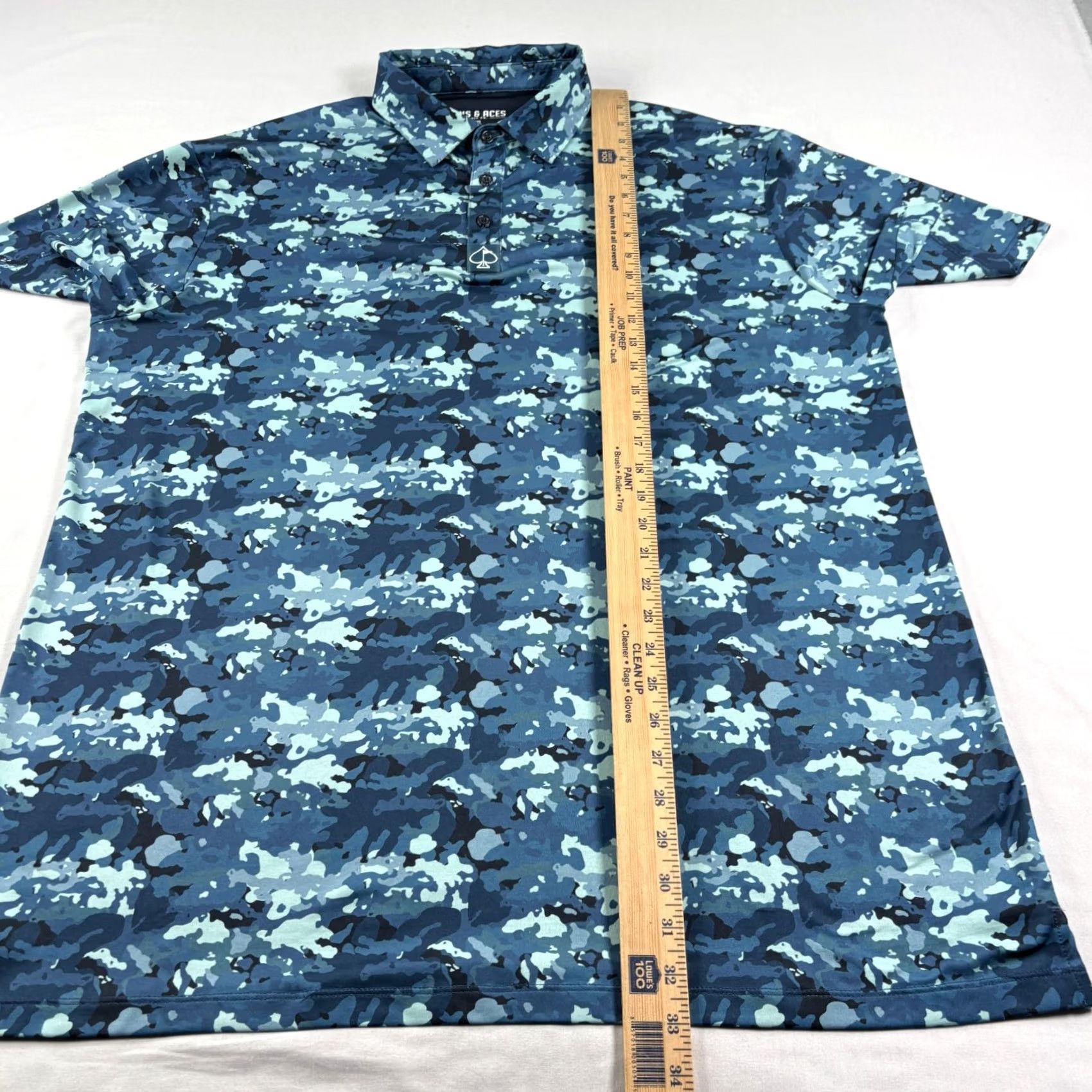 Vintage Aces Pins & Aces Polo Shirt Mens 2XL Blue Camo Golf Performance Stretch Shirt Size US XXL / EU 58 / 5 - 6 Thumbnail