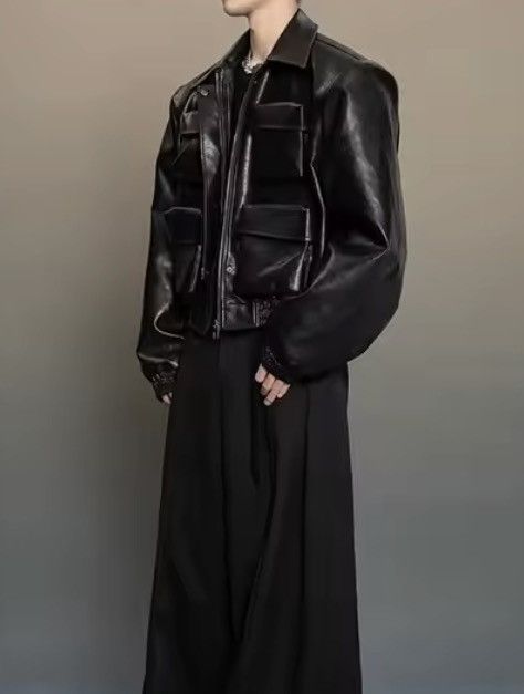 Japanese Brand Distressed Oversized PU Leather Bomber Jacket Size US M / EU 48-50 / 2 - 2 Thumbnail