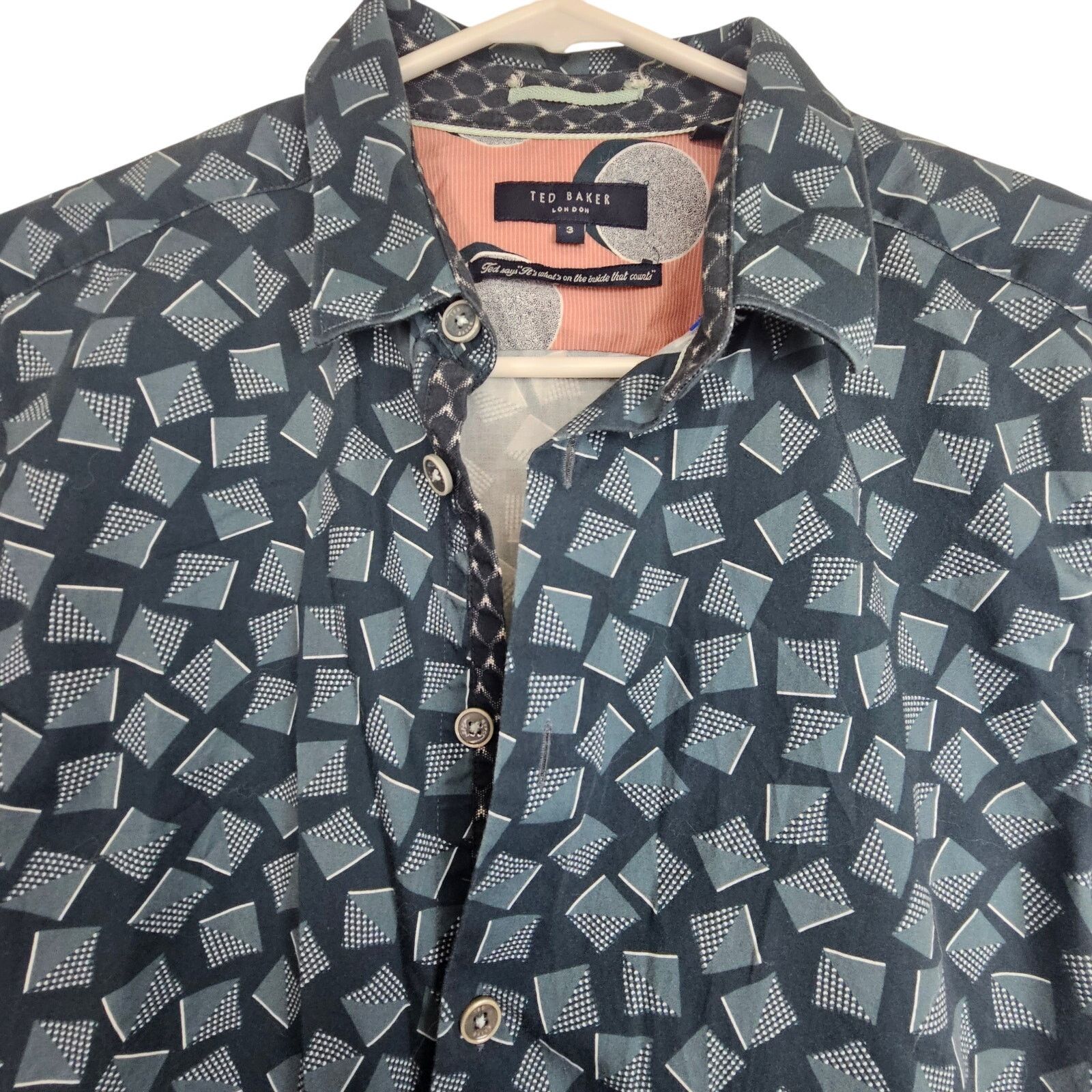 Ted Baker Ted Baker London Mens Geometric Print Button Shirt Size M Size US M / EU 48-50 / 2 - 2 Thumbnail