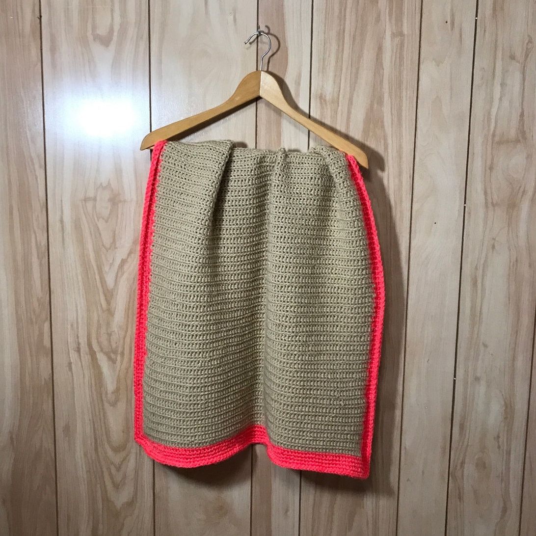 Handmade NWT Tan Pink Handmade Crocheted Baby Blanket by Dawny Size ONE SIZE - 1 Thumbnail