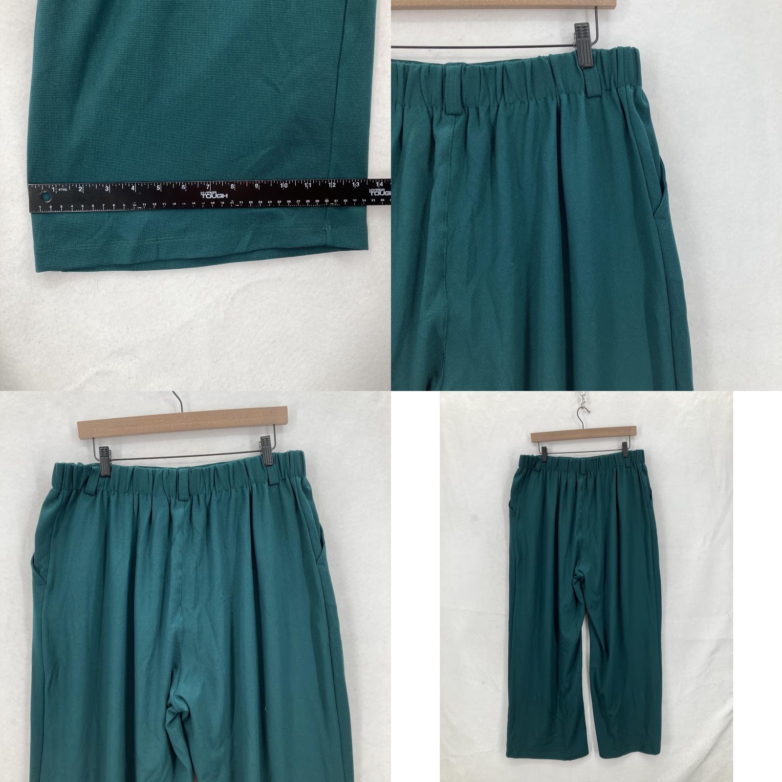 Vintage Halara Pants Womens XL Green Wide-Leg Pleated Athleisure Elastic Waist Pockets Size 40" / US 18 - 9 Thumbnail
