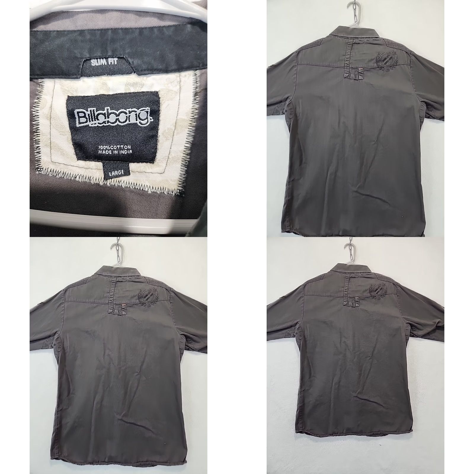 Billabong Billabong Mens L Gray Long Sleeve Button-Up Shirt Grunge Skater Mechanics Pocketed Casual Size US L / EU 52-54 / 3 - 10 Thumbnail
